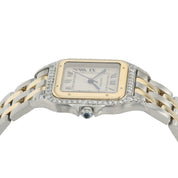 Cartier Panthere Silver Dial Steel and Gold 27mm Quartz Diamond Watch 1100