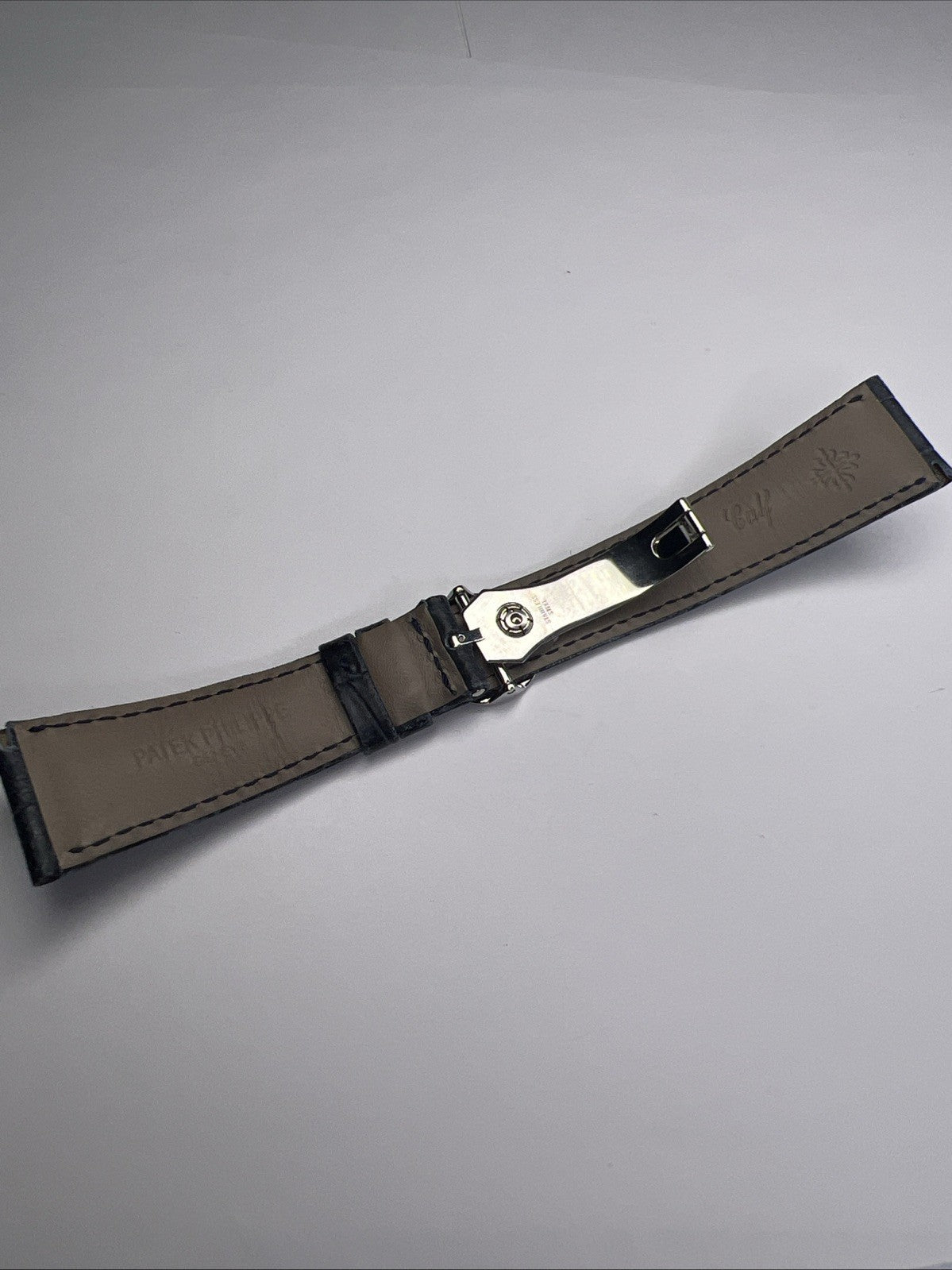Authentic 21mm Blue Leather Patek Philippe Strap Band 16mm Steel Deployant Clasp