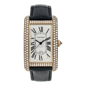 Cartier Tank Americaine Large 18k Yellow Gold After Market Diamonds Watch 1740