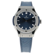 Hublot Classic Fusion Titanium Blue Dial 33mm Quartz Unisex Watch 581.NX.7170.LR