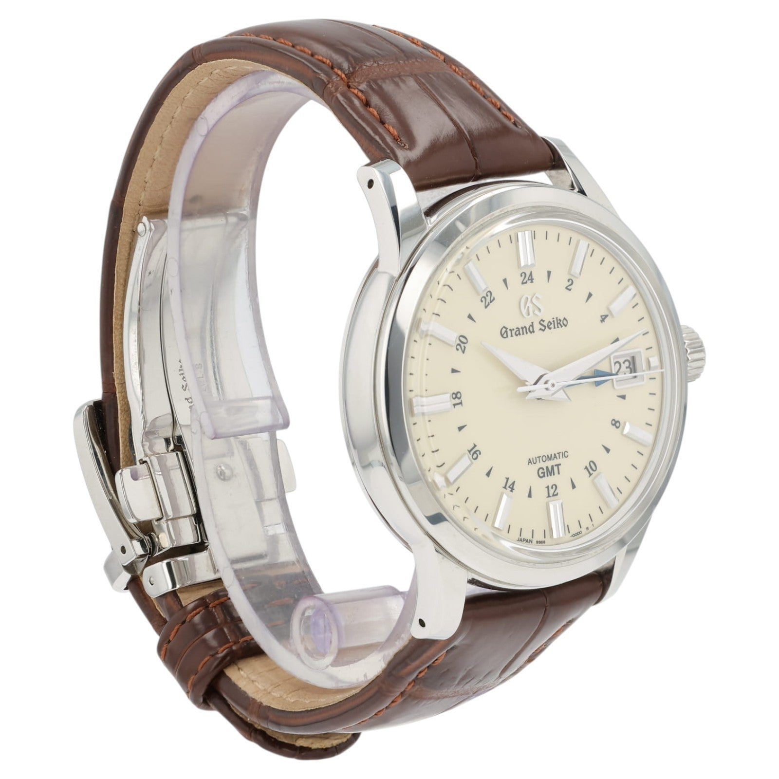 Grand Seiko Elegance GMT Ivory Dial Steel 39.5mm Automatic Mens Watch SBGM221