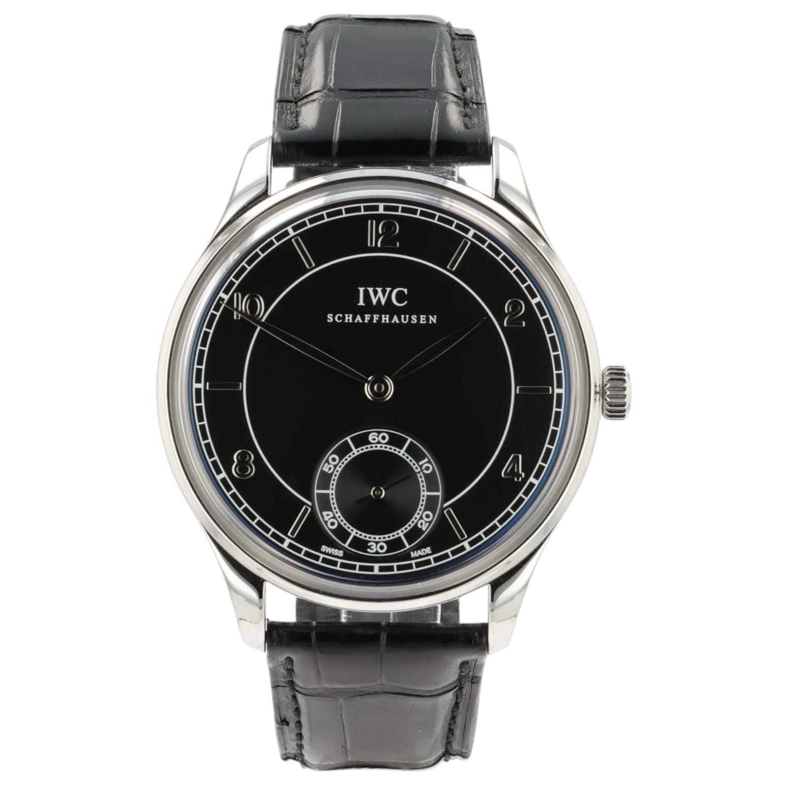 IWC Portuguese Black Dial Stainless Steel 44mm Manual Wind Mens Watch IW544501