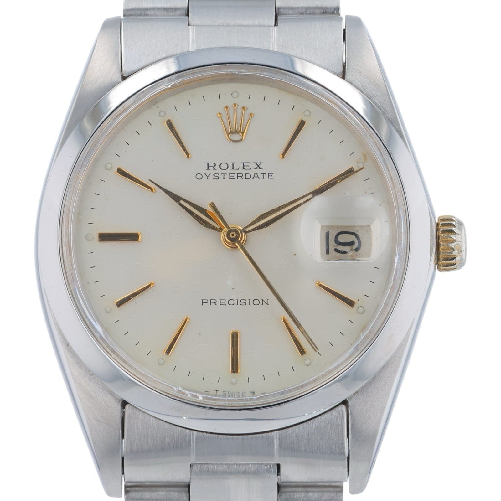 Rolex Oysterdate Precision Steel Silver Dial 34mm Manual Wind Men’s Watch 6694