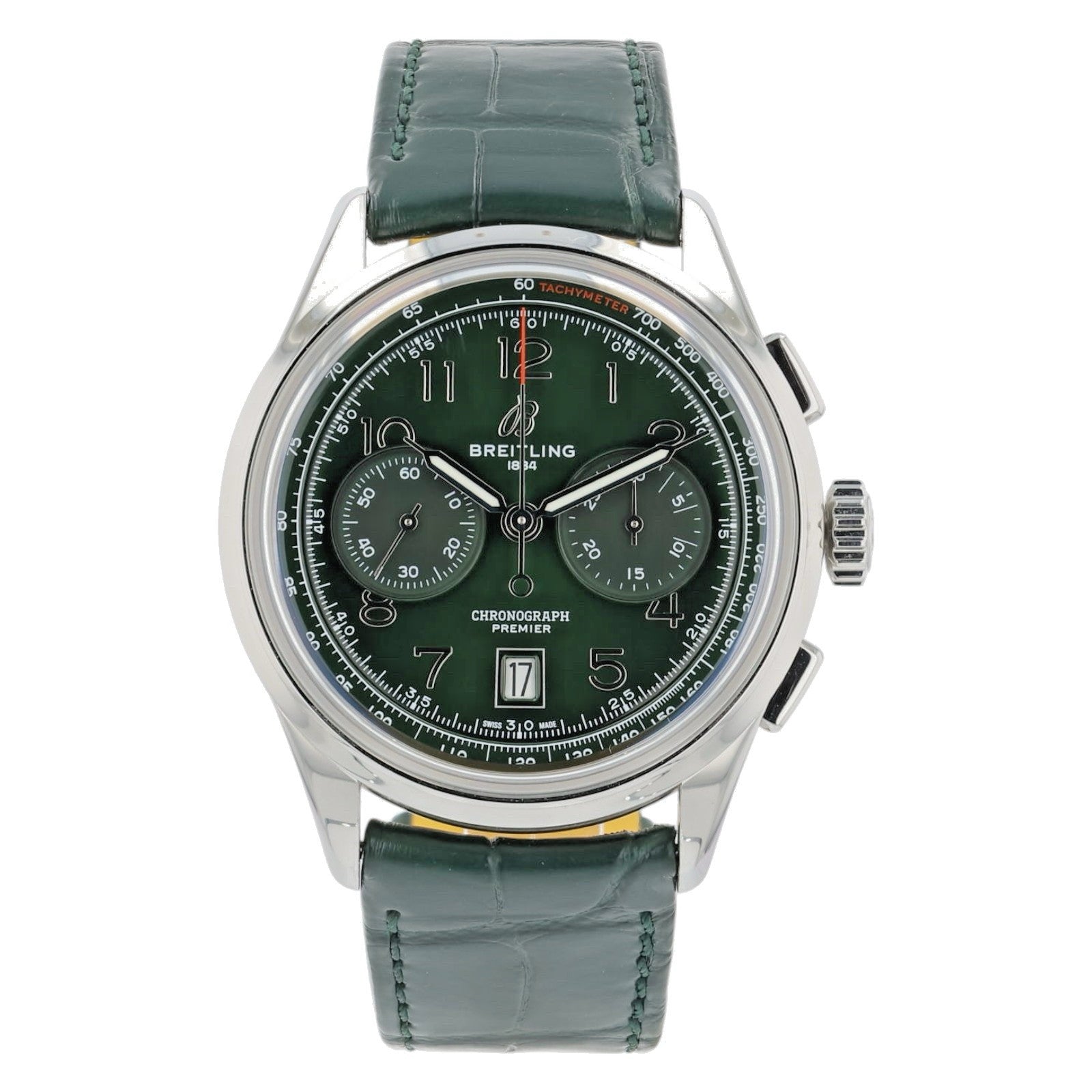 Breitling Premier B01 Stainless Steel Green Dial 42mm Automatic Mens AB0145