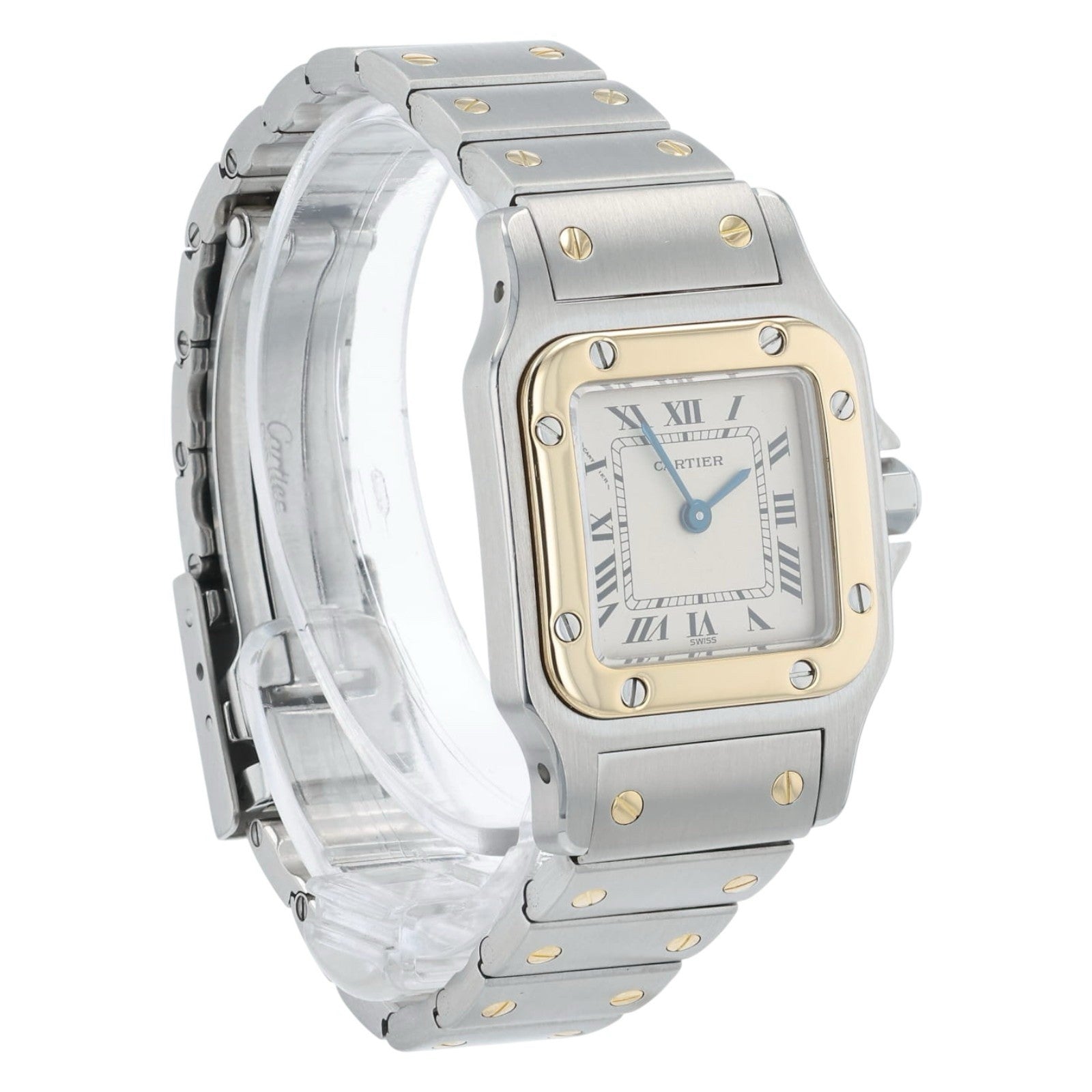 Cartier Santos Gold & Steel Silver Dial 24mm Quartz Women's Watch 1057930