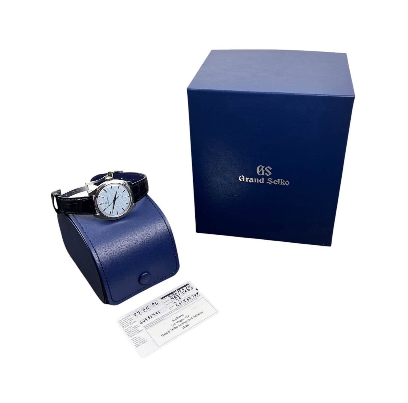 Grand Seiko Omiwatari Blue Dial Steel 38.5 Manual Wind Mens Watch SBGY007