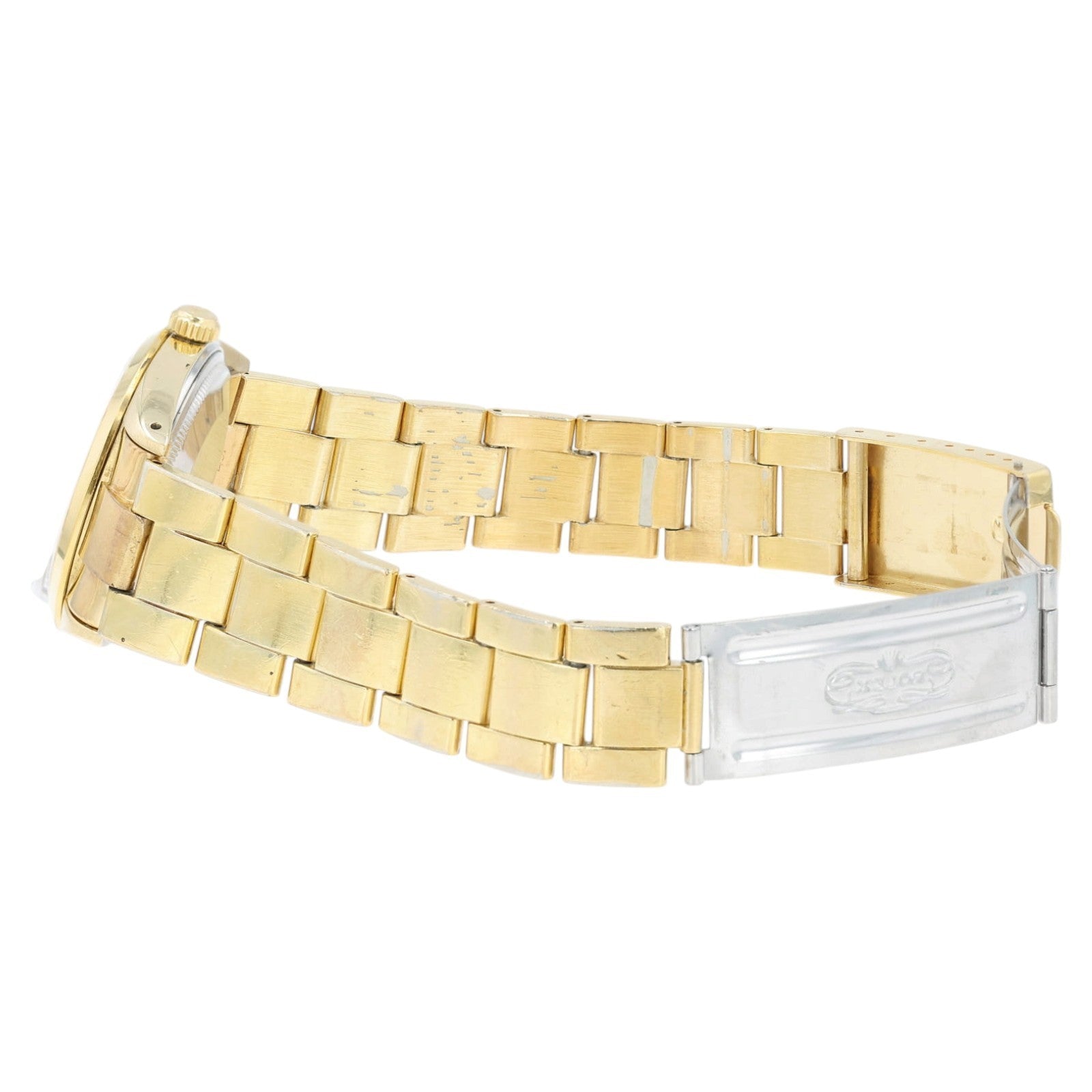 Rolex OP Date Champagne Dial Gold and Steel 34mm Automatic Unisex Watch 15505