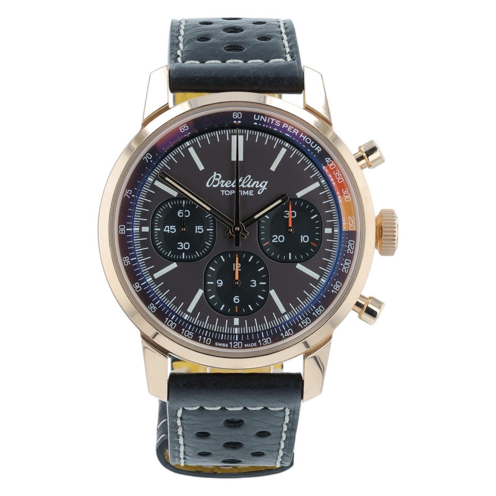 Breitling Top Time 18k Rose Gold Brown Dial 41mm Automatic Mens Watch RB0176