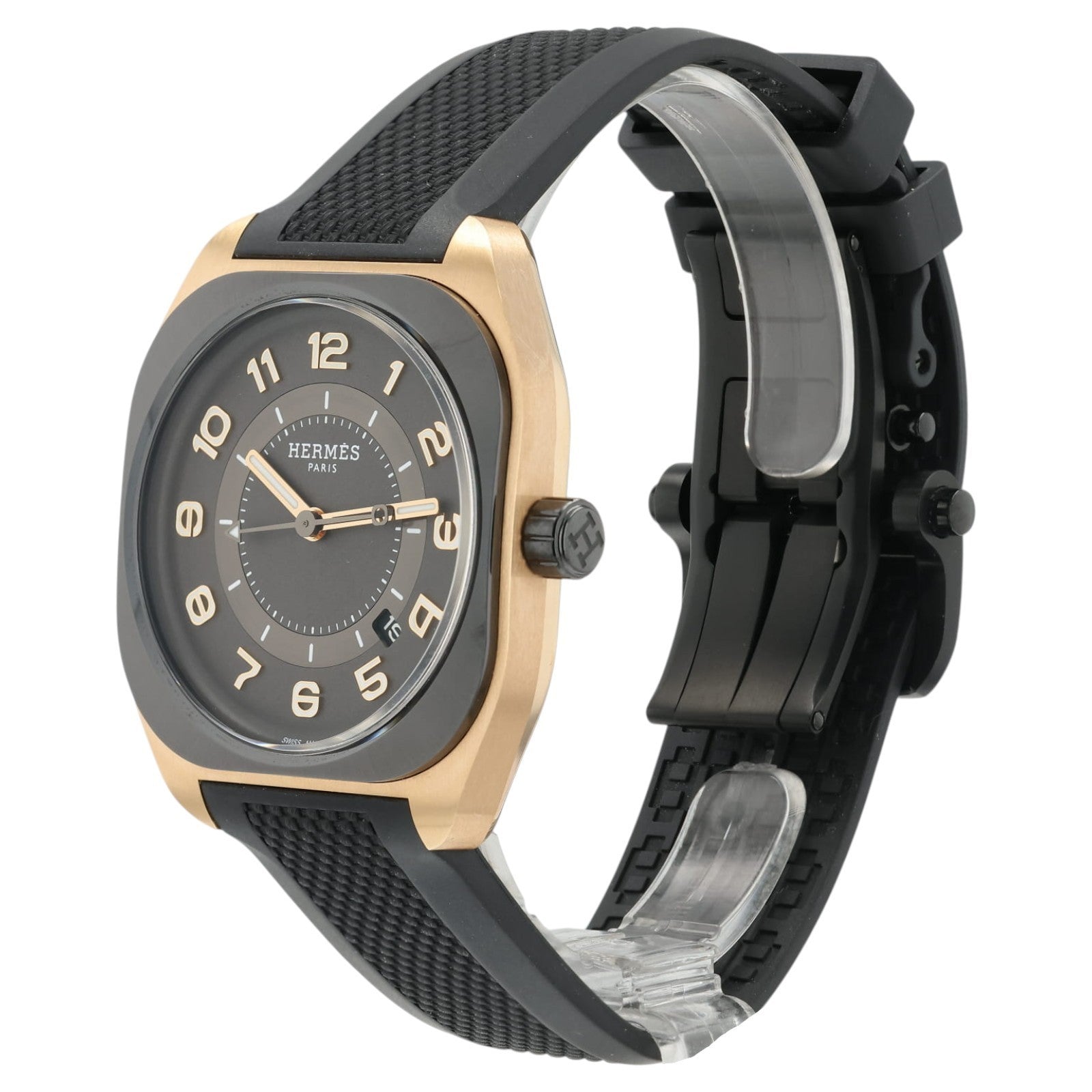 Hermes H08 Gray Dial 18k Rose Gold & Titanium 39mm Automatic Mens Watch H08