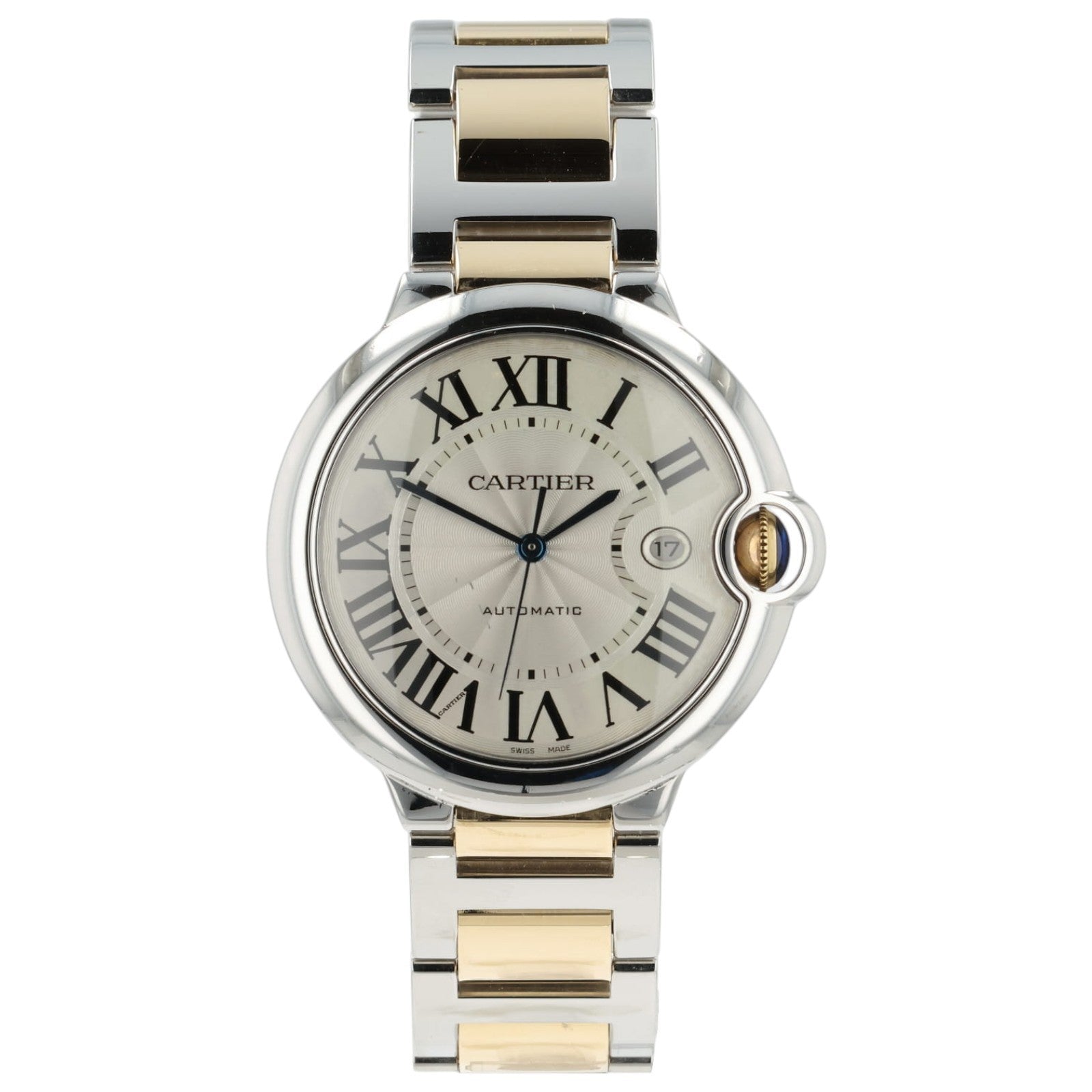 Cartier Ballon Blue Silver Dial 18k Yellow Gold & Steel 42mm Automatic W69009Z3