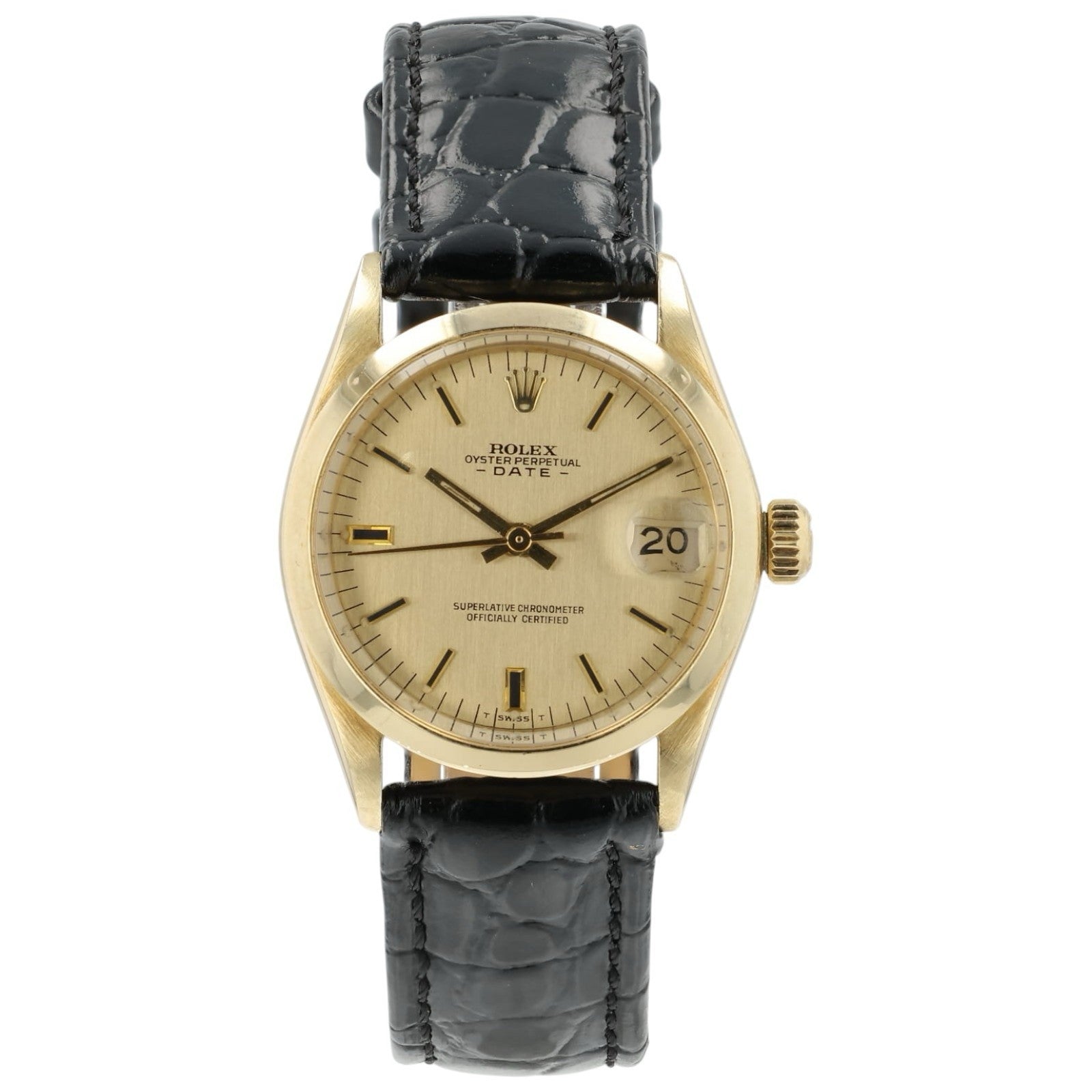 Rolex Date Champagne Dial 14k Yellow Gold 31mm Automatic Women's Watch 6824
