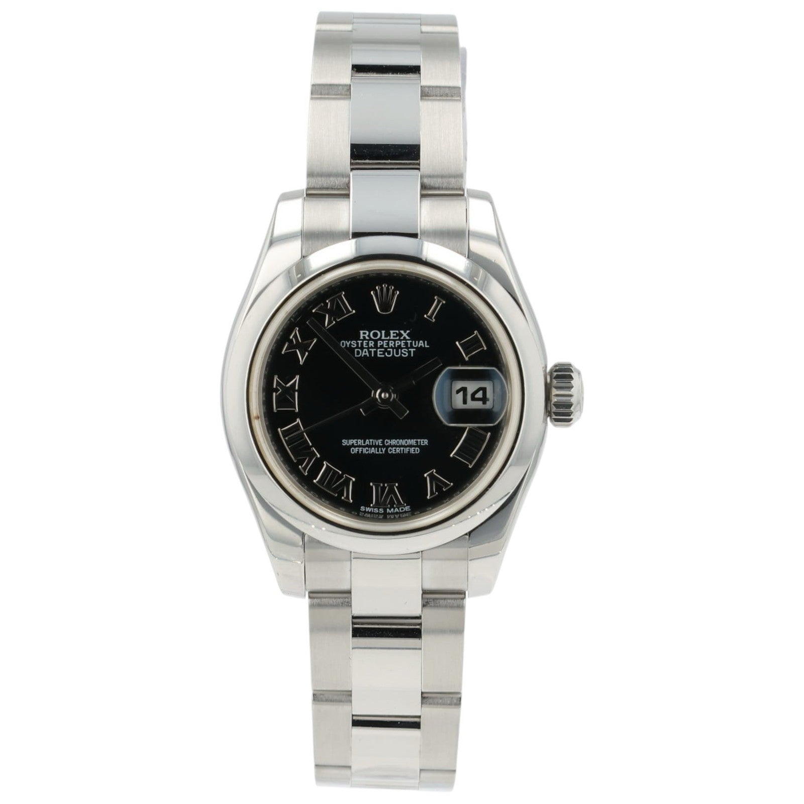Rolex Ladies Datejust Black Dial Stainless Steel 26mm Automatic Women’s 179160