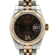 Rolex Datejust Ladies 26mm Rose Gold Steel Automatic Diamond Watch 179171 B+P