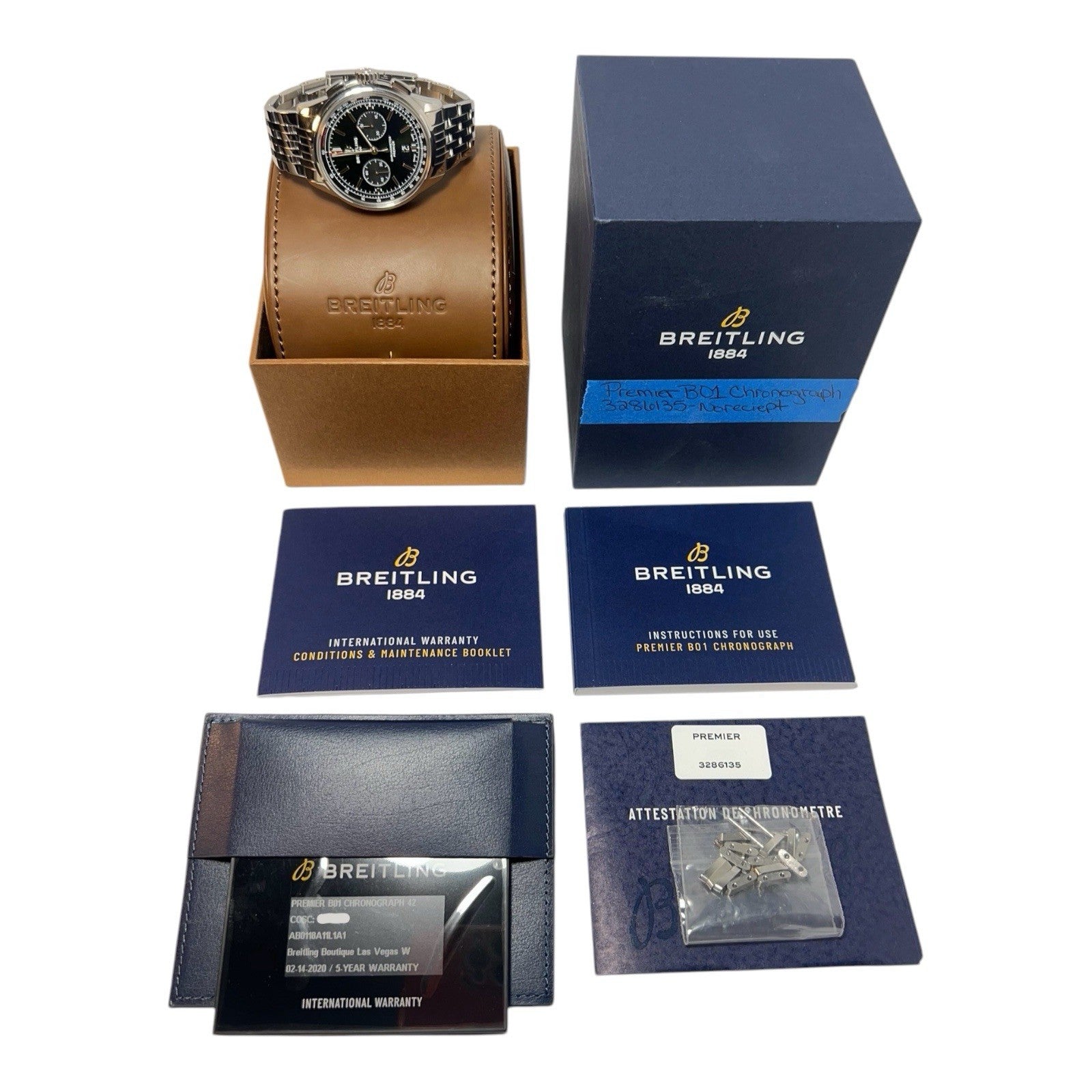 Breitling Premier Stainless Steel Green Dial 42mm Automatic Mens Watch AB0118