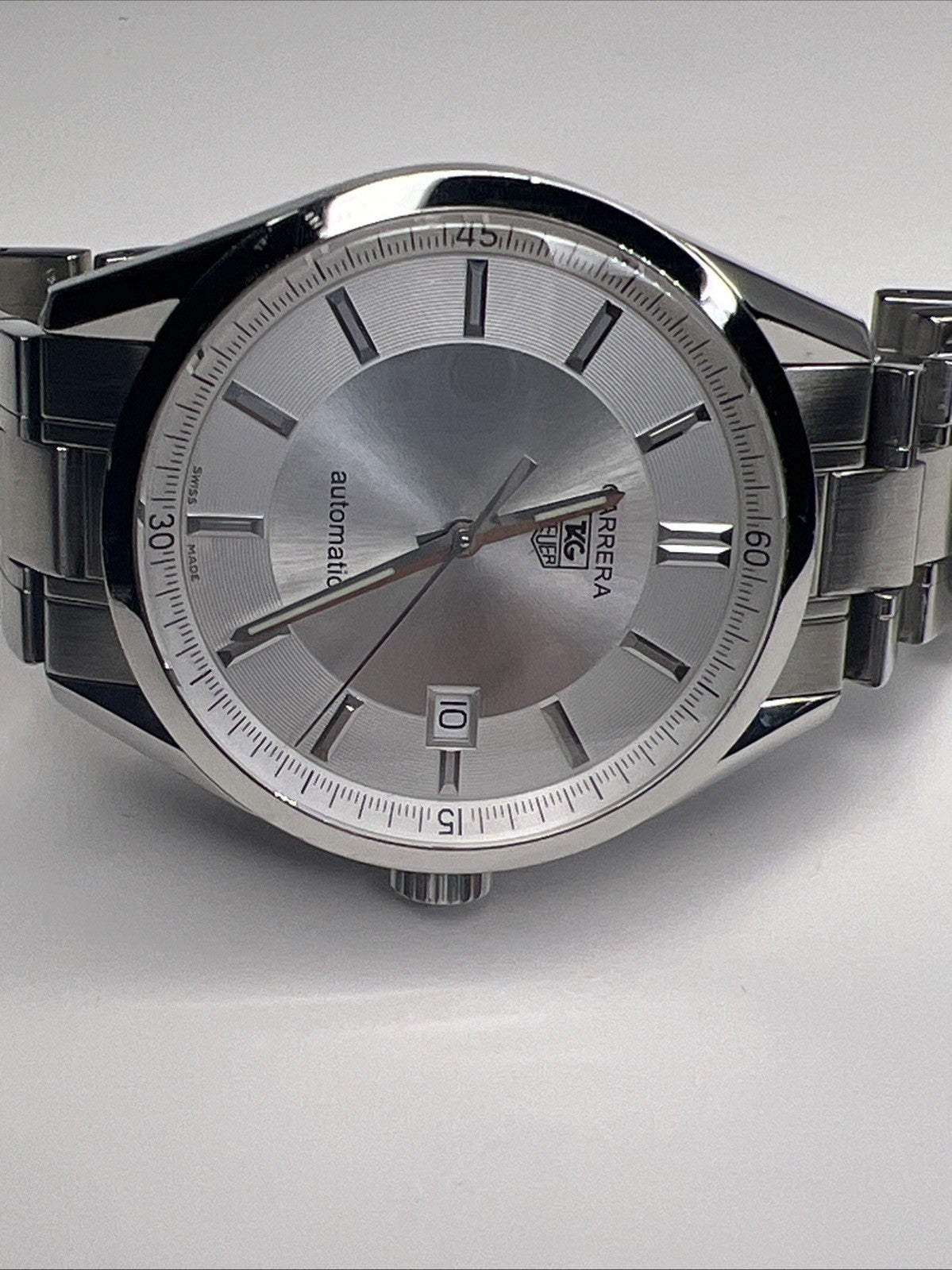 Silver TAG Heuer Carrera Calibre 5 WV211A-3