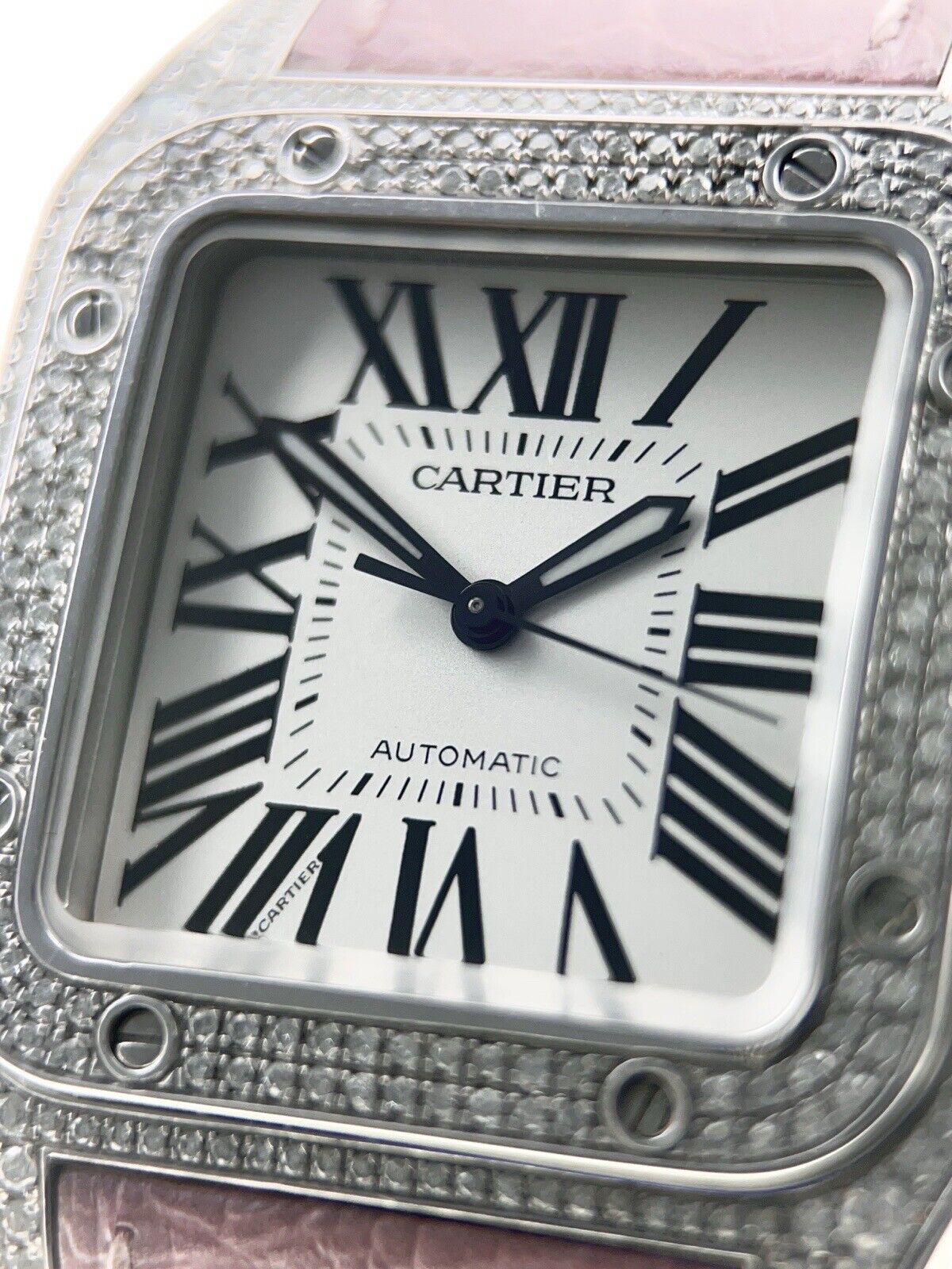 Cartier Santos 100 Stainless Steel White 36mm Automatic Unisex Watch RW20126X8