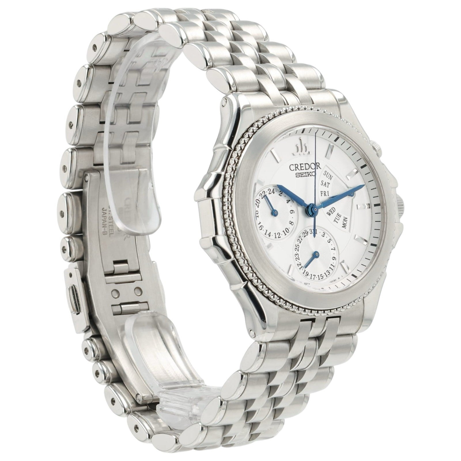 Credor Pacific Retrograde Silver Dial Steel 40mm Automatic Men's Watch GCBG997