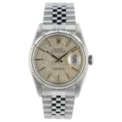 Rolex Datejust Linen Silver Dial Stainless Steel 36mm Automatic Mens Watch 16234
