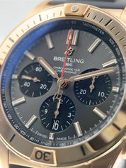 Breitling Chronomat 18k Rose Gold Gray Dial 42mm Automatic Mens Watch RB0134