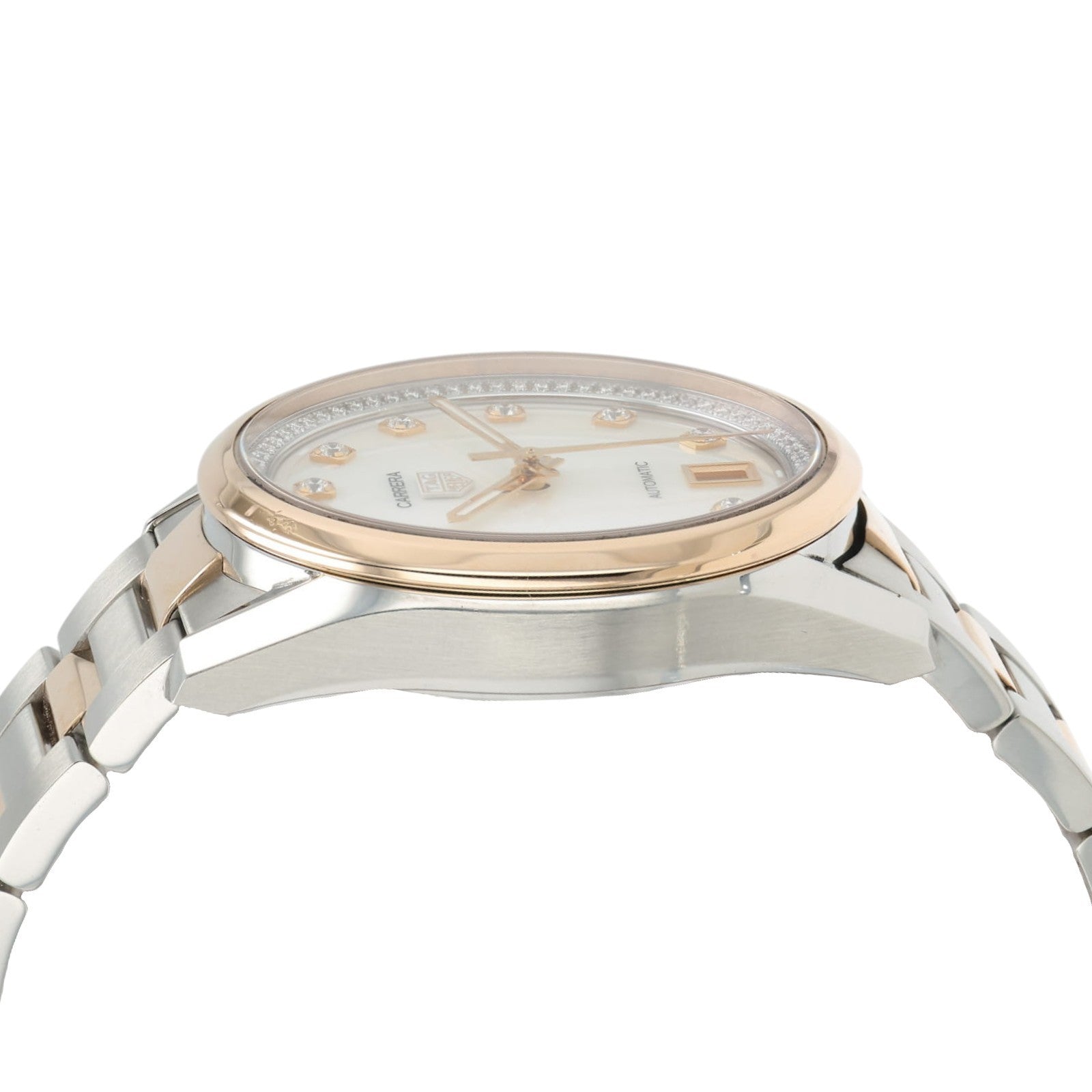 Tag Heuer Carrera MOP Dial 18k Rose Gold & Steel 36mm Automatic Womens WBN2351