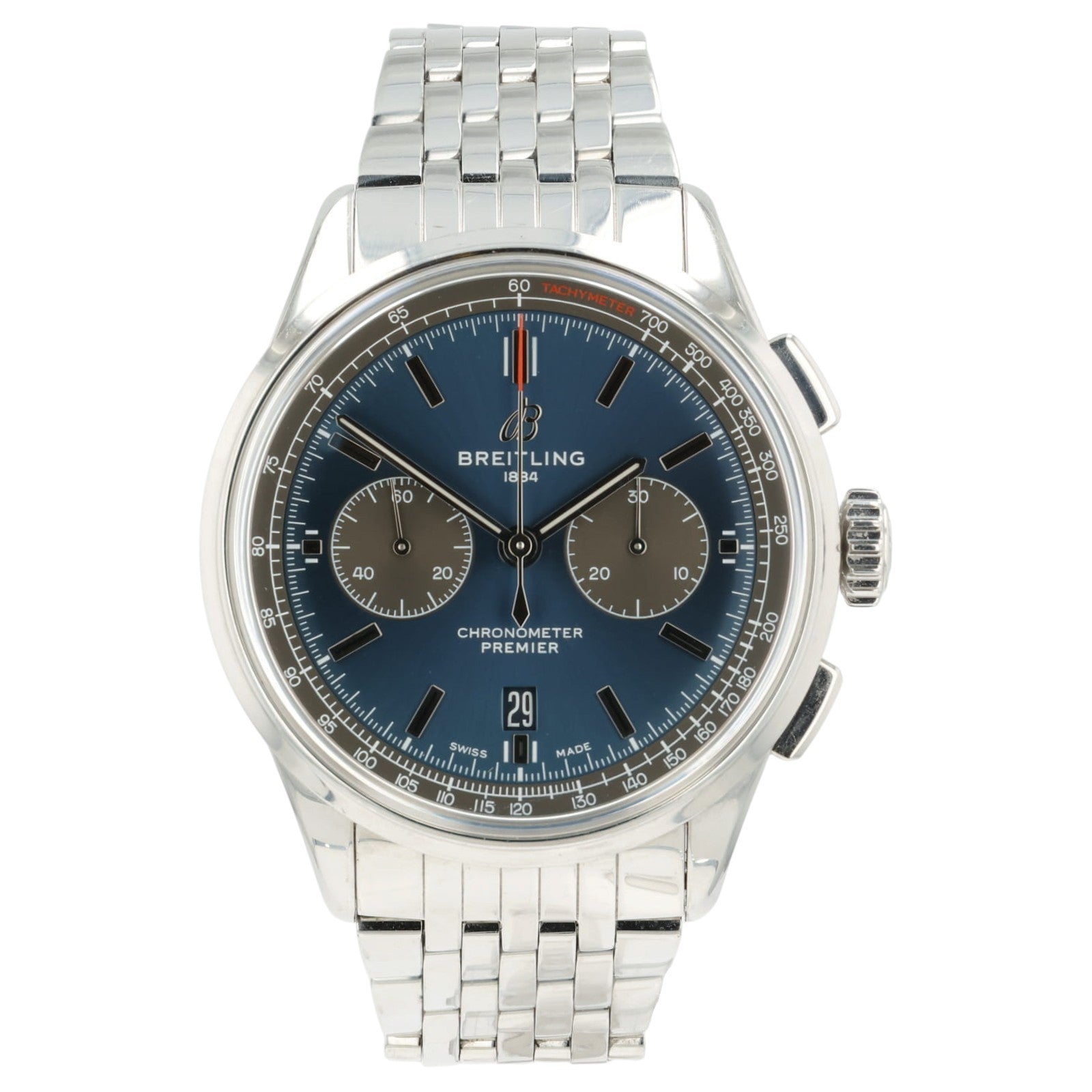 Breitling Premier B01 Blue Dial Stainless Steel 42mm Automatic Mens Watch AB0118