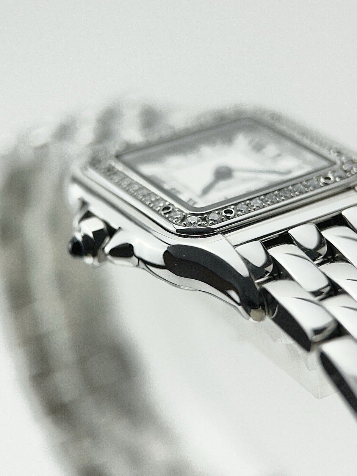 Cartier Panthere Stainless Steel 22mm Quartz Watch Diamond Bezel W4PN0007