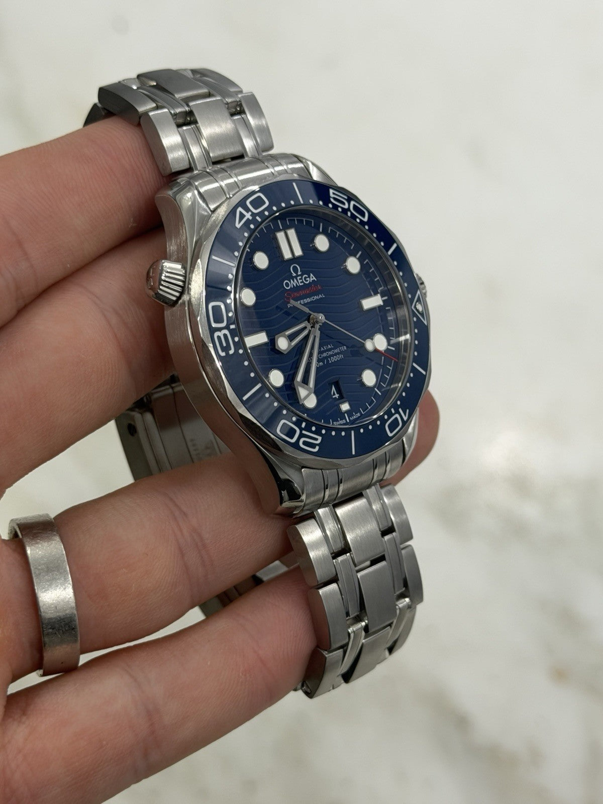 2023 Omega Seamaster Wave 300m Diver Blue Ceramic Watch 210.30.42.20.03.001