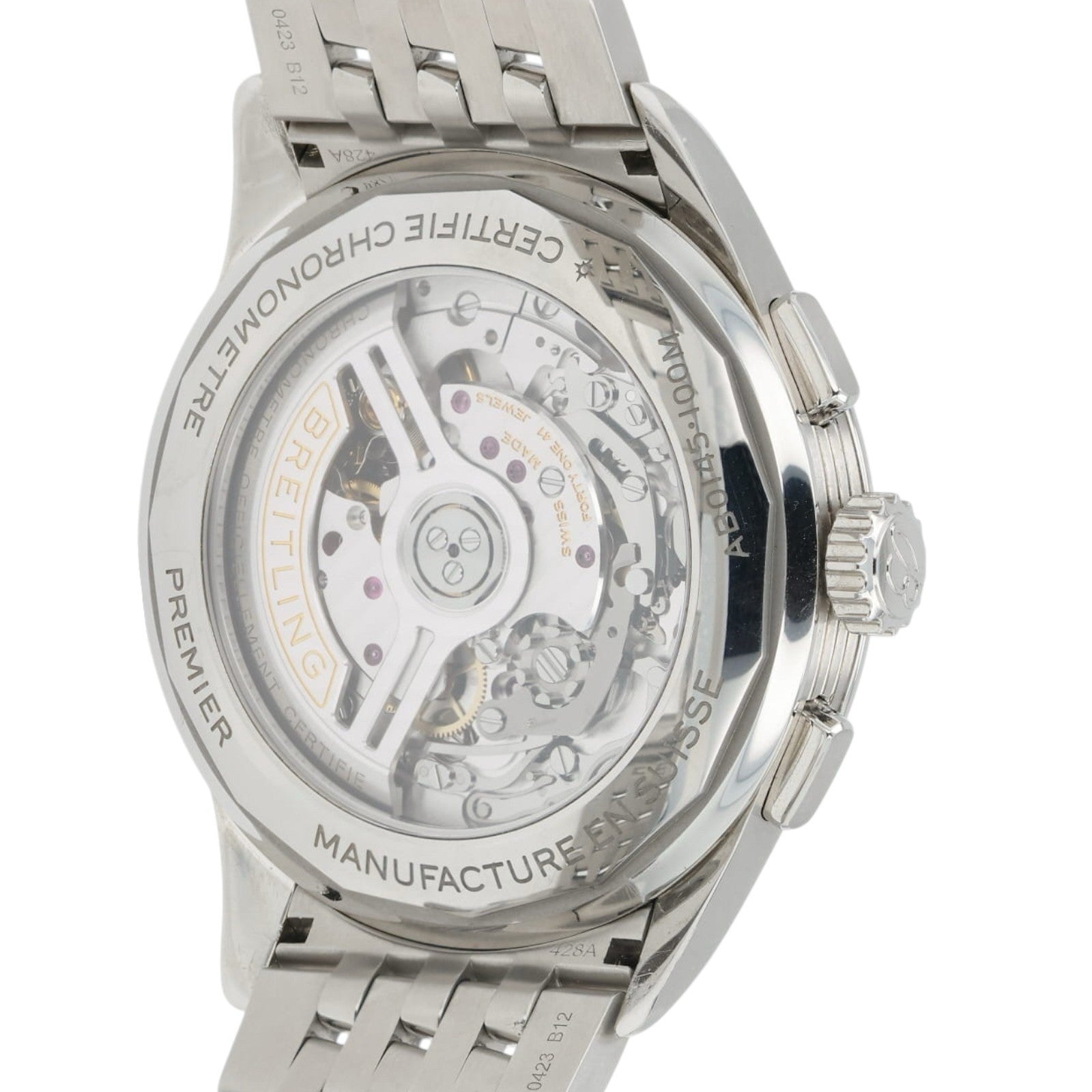 Breitling Premier Salmon Dial Stainless Steel 42mm Automatic Men’s Watch AB0145