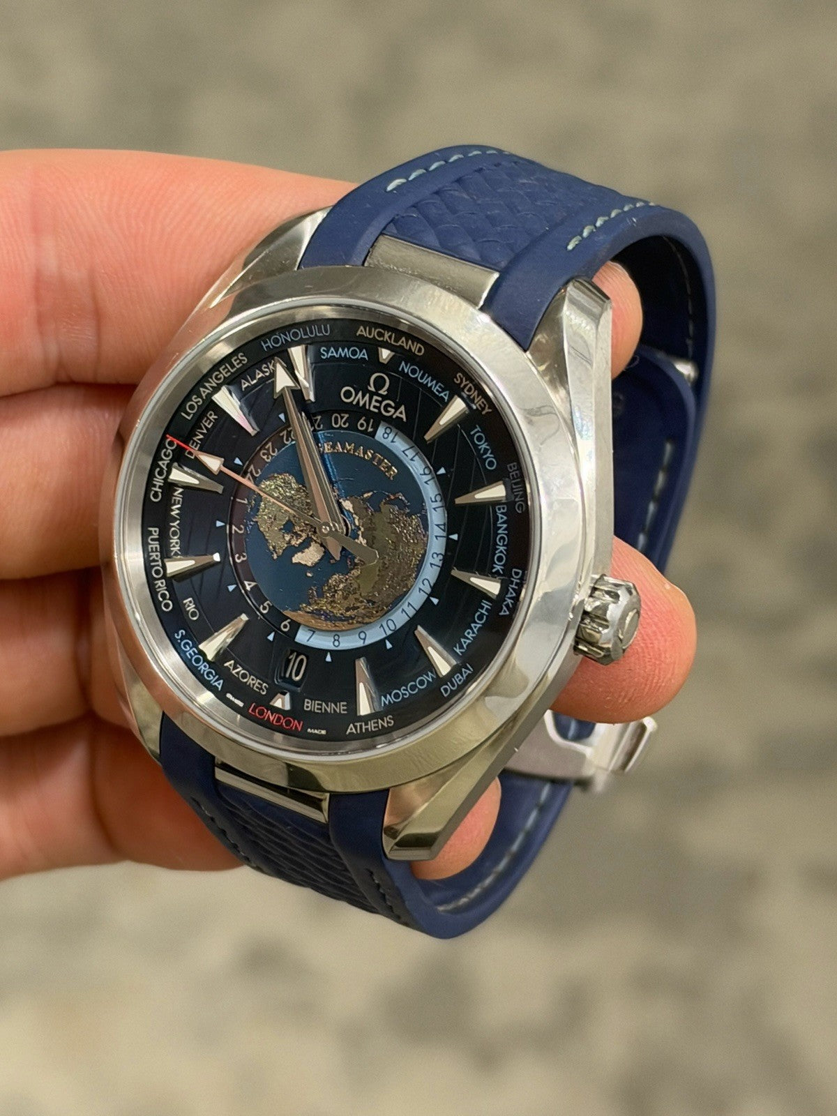 2025 Omega Seamaster Aqua Terra Worldtimer Blue Dial Watch 220.12.43.22.03.001