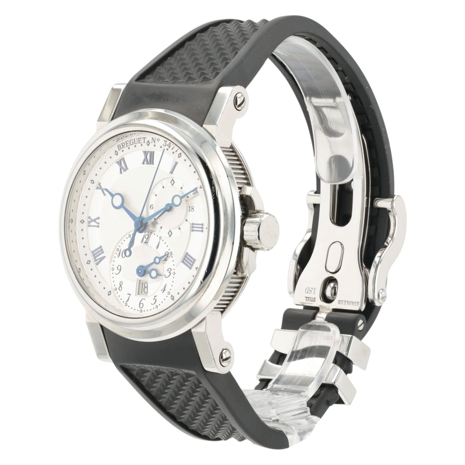 Breguet Marine GMT Dual Time Silver Dial Steel 42mm Automatic Men's Watch 5857ST