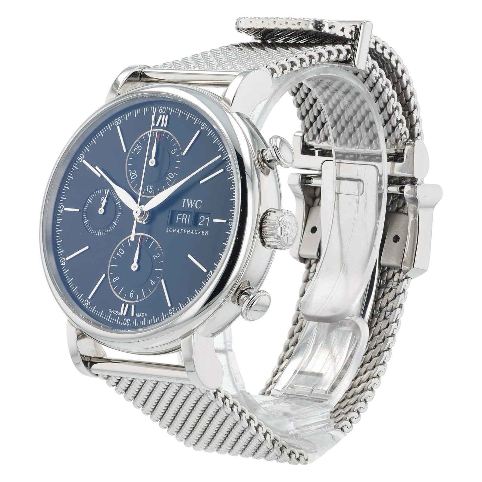 IWC Portofino Chronograph Steel Black Dial 42mm Automatic Mens Watch IW391010