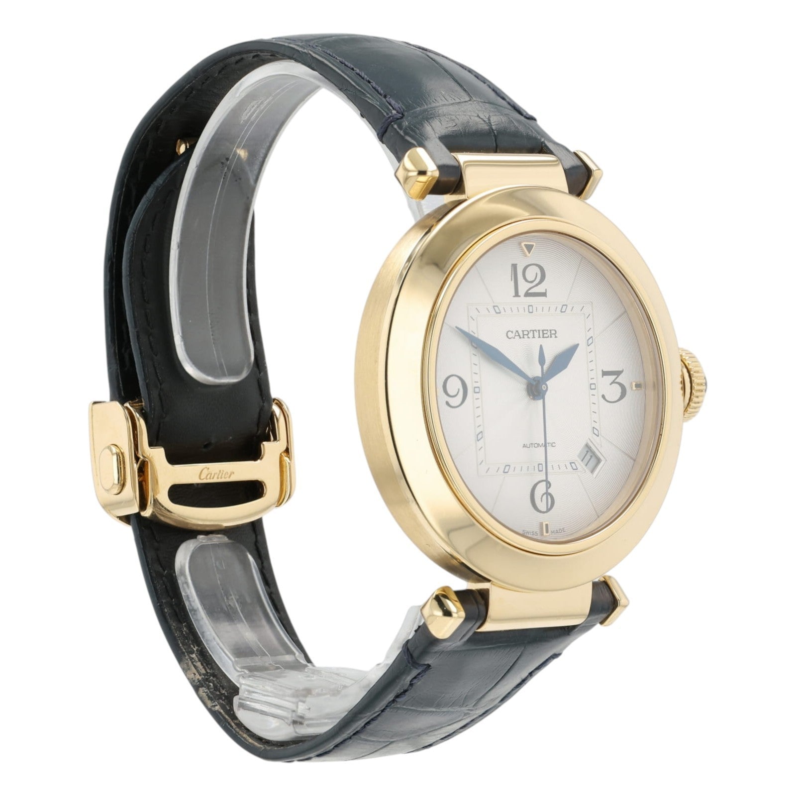 Cartier Pasha Silver Color Dial 18k Yellow Gold 42mm Automatic Mens WGPA0007