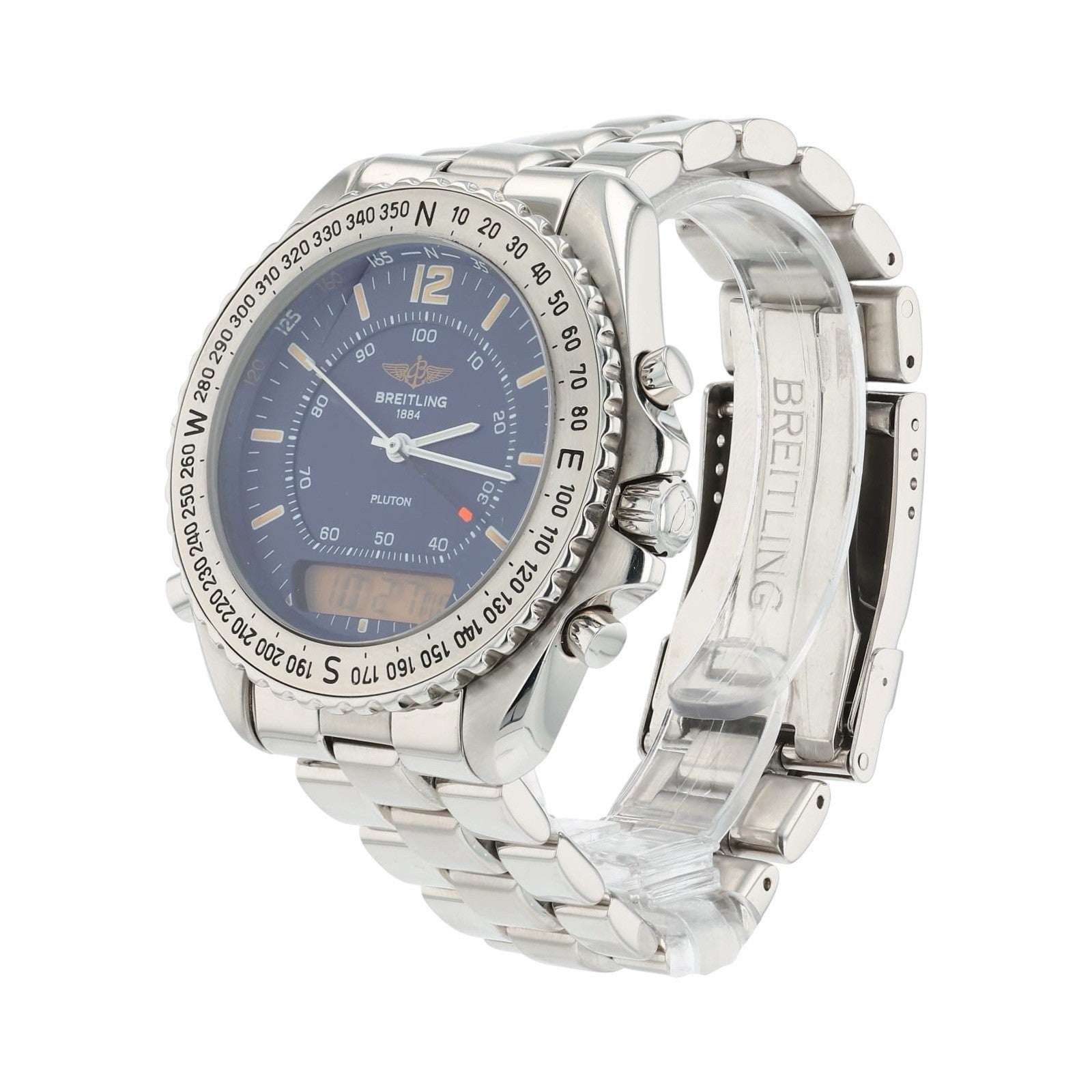 Breitling Pluton Chrono Blue Dial Stainless 41mm Quartz Men’s Watch A51038