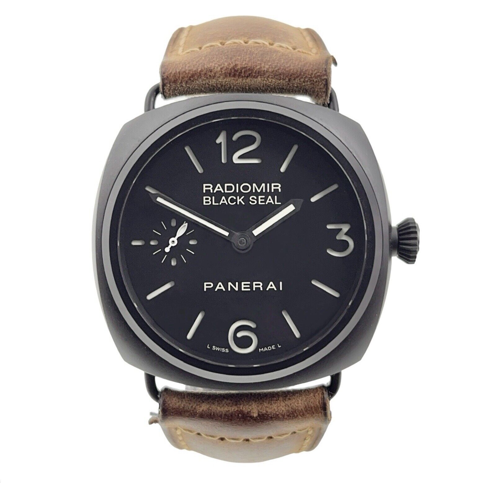 Panerai Black Seal Ceramic 45mm Manual Wind Men’s Brown Band Watch PAM00292