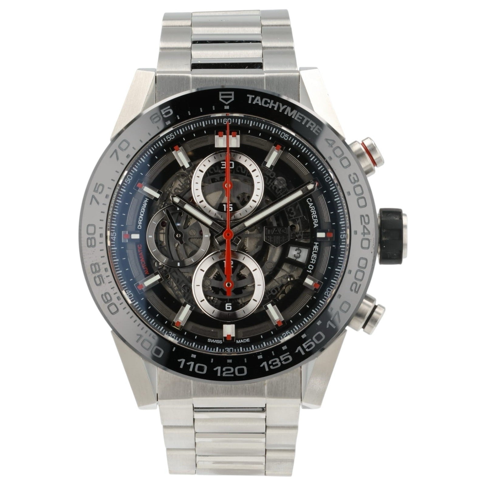 Tag Heuer Carrera Skeleton Dial Stainless Steel 45mm Automatic Mens CAR2A1W-0