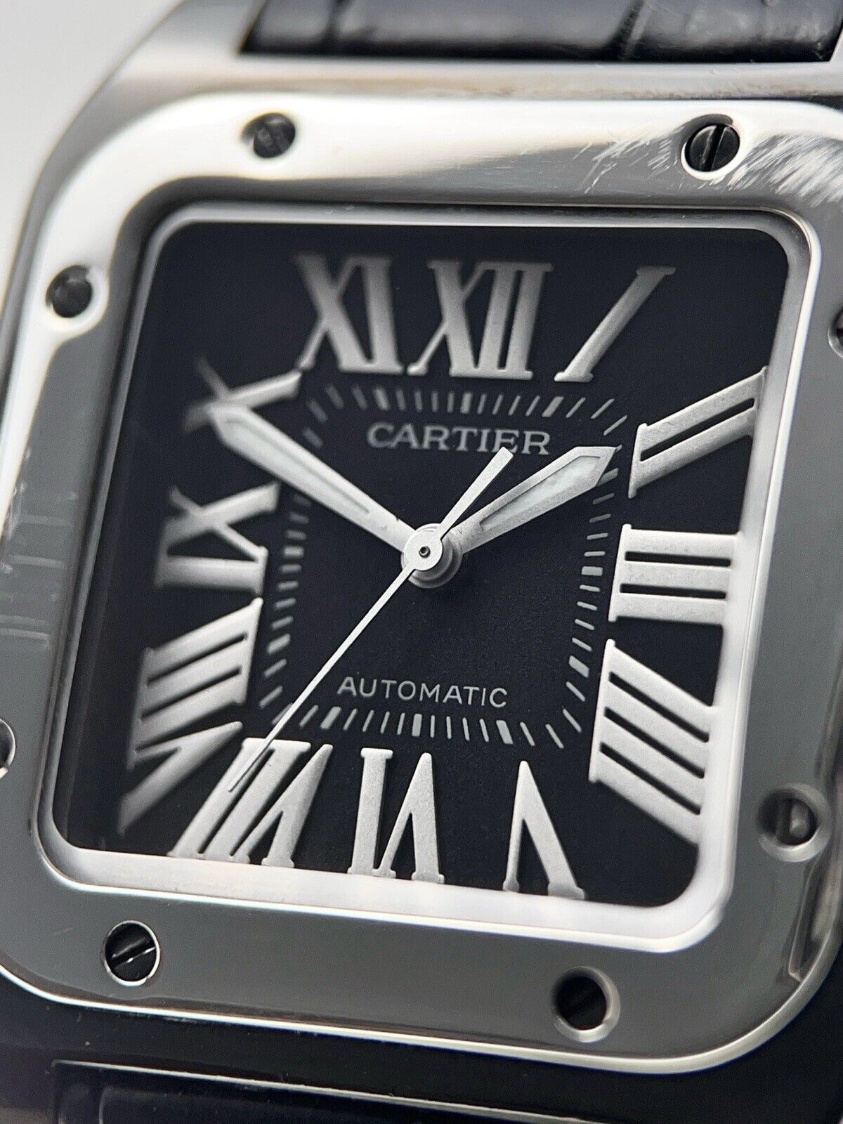 Cartier Santos 100 Steel and PVD 33mm Automatic Black Dial Unisex Watch 2878