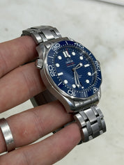 2021 Omega Seamaster Wave 300m Diver Blue Ceramic Watch 210.30.42.20.03.001