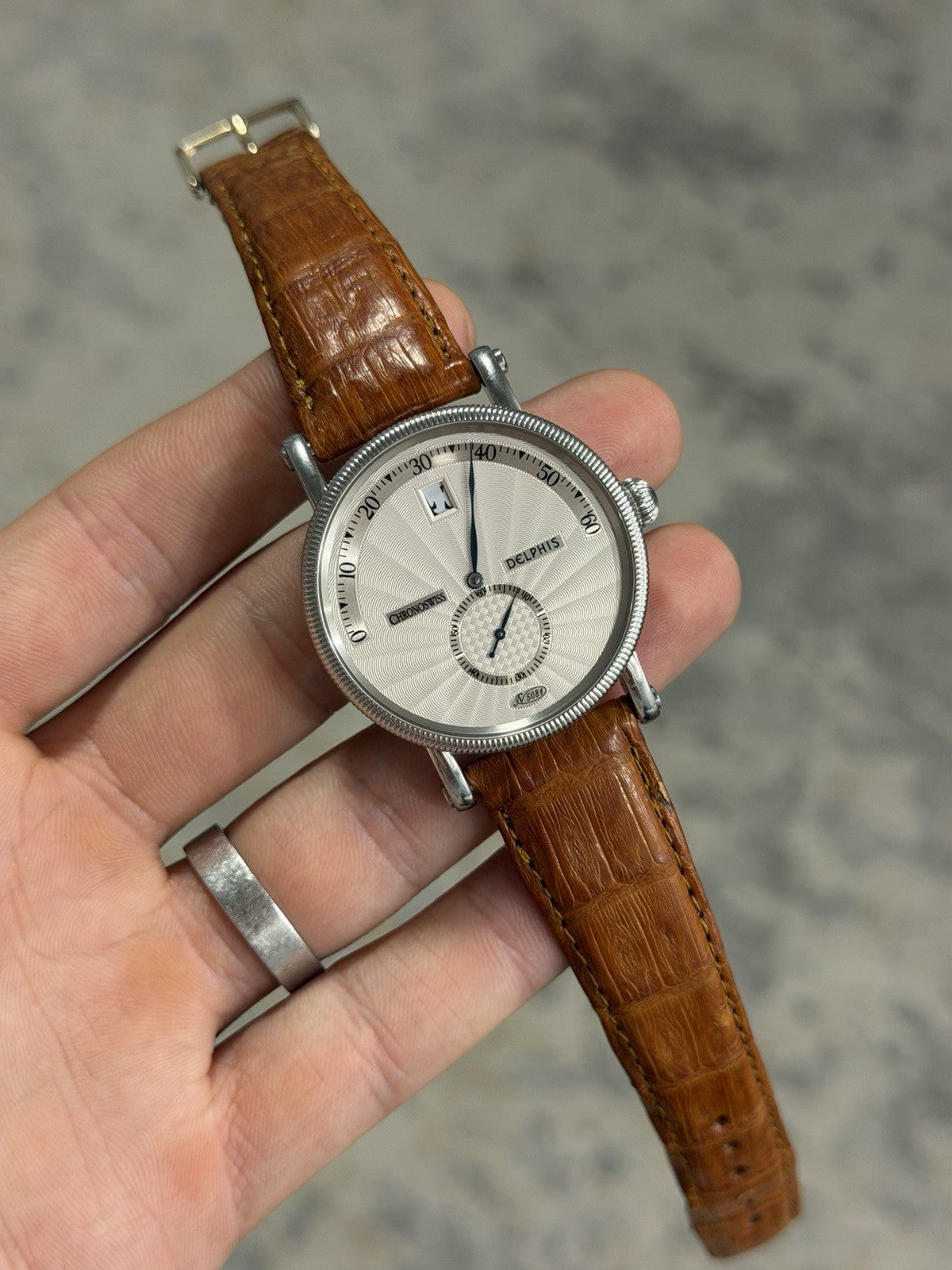 Chronoswiss Delphis CH1423 Jumping Hour Retrograde Silver SS Watch - FOR PARTS