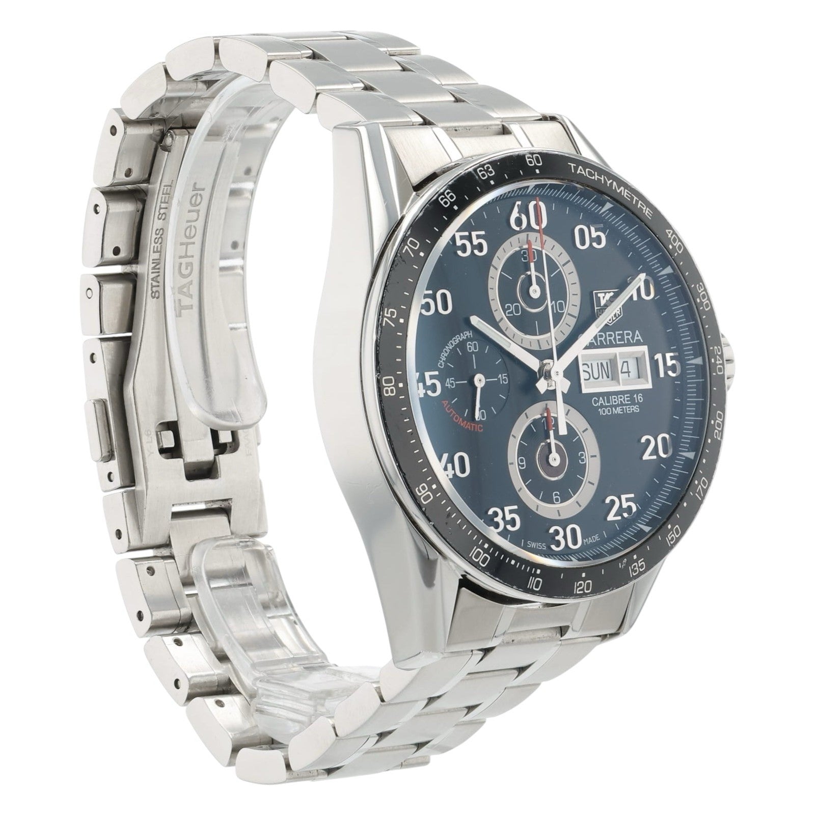 Tag Heuer Carrera Calibre Stainless Steel Black Dial 43mm Automatic Mens CV2A10