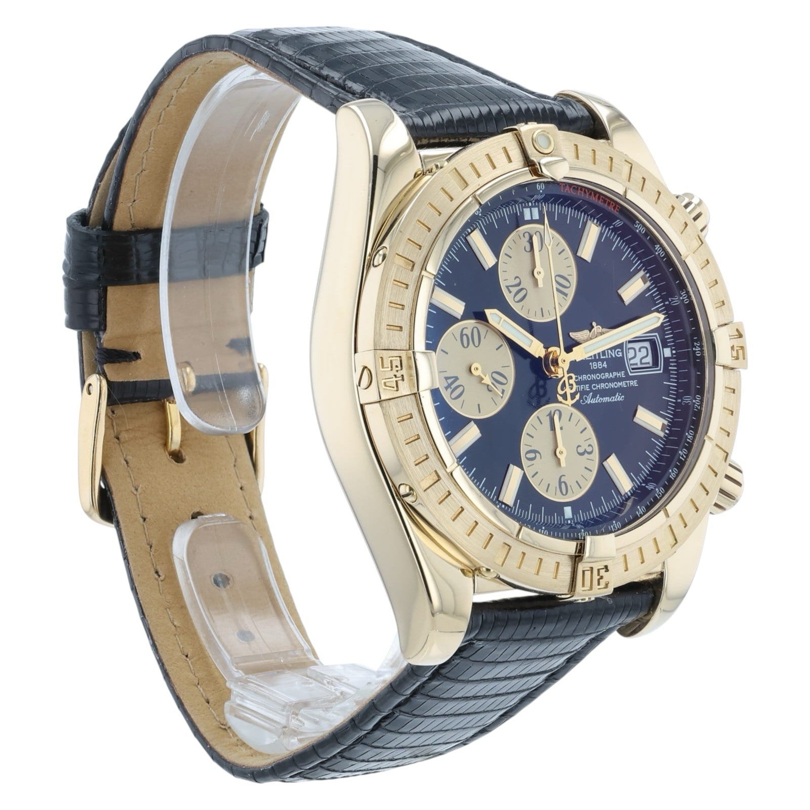 Breitling Chronomat 18k Gold Black Dial 44mm Automatic Mens Watch K13356