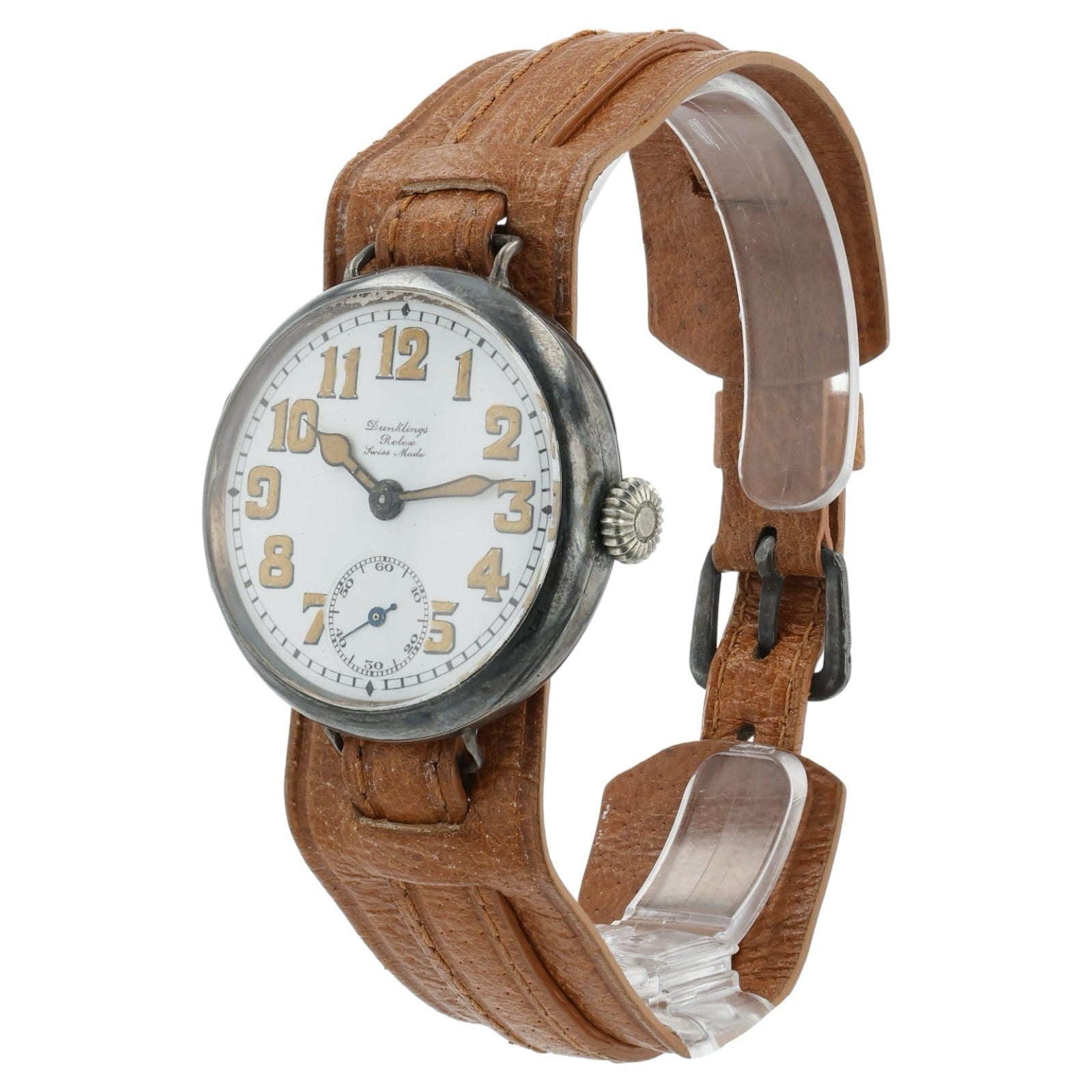 Rolex Dunklings White Dial Silver Case 33mm Manual Wind Men’s Watch