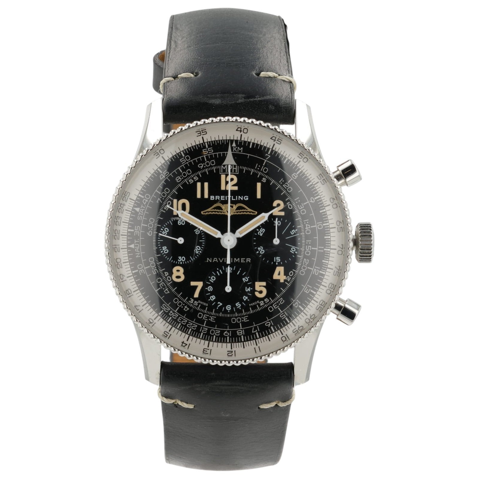 Breitling Navtimer Chrono Black Dial Steel 41mm Manual Wind Men's Watch AB0910