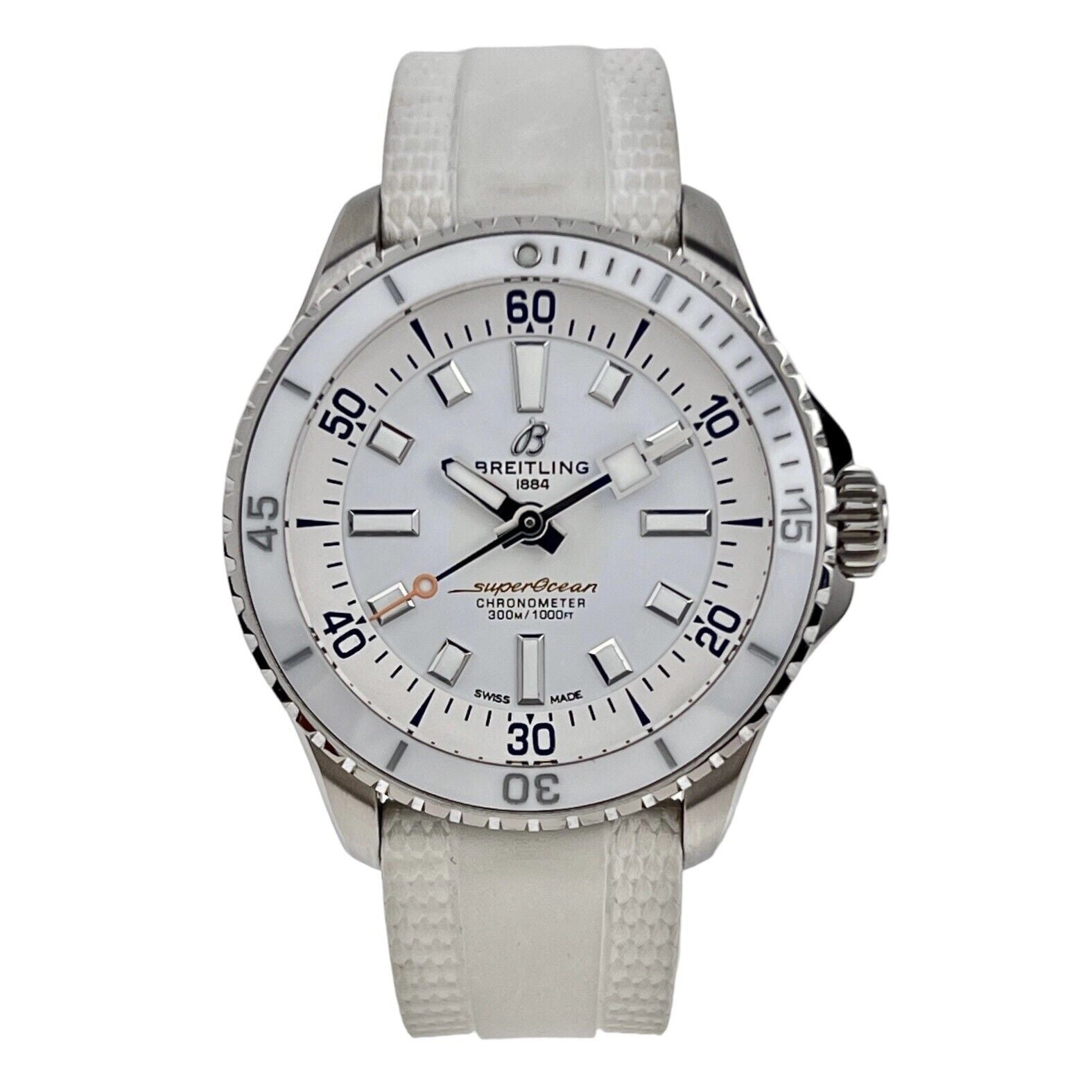 Breitling Superocean 36 Automatic White on White Unisex Watch A17377 W/ B&P