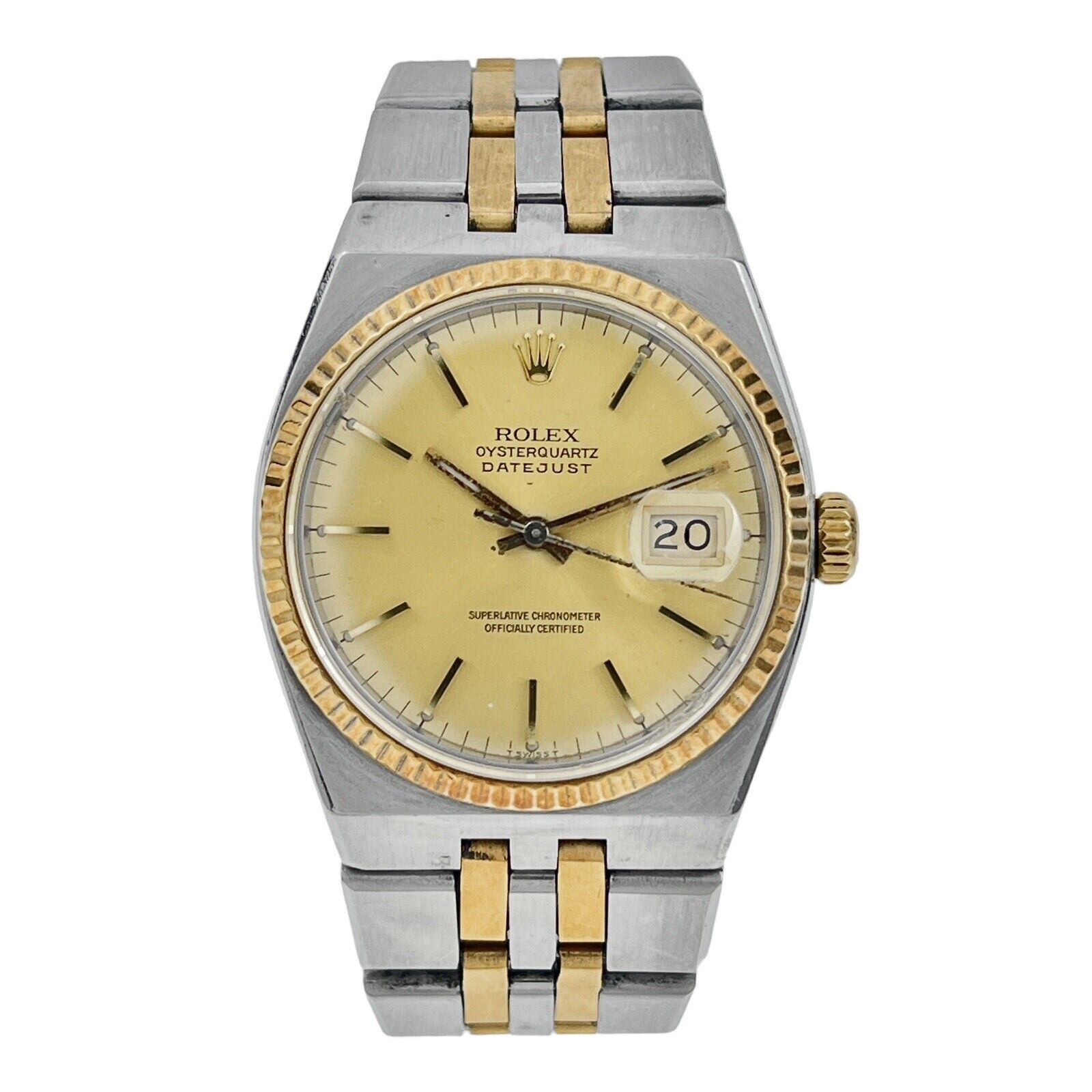 Rolex 17013 Oysterquartz Datejust 18K Yellow Gold & Stainless Steel 36mm Watch