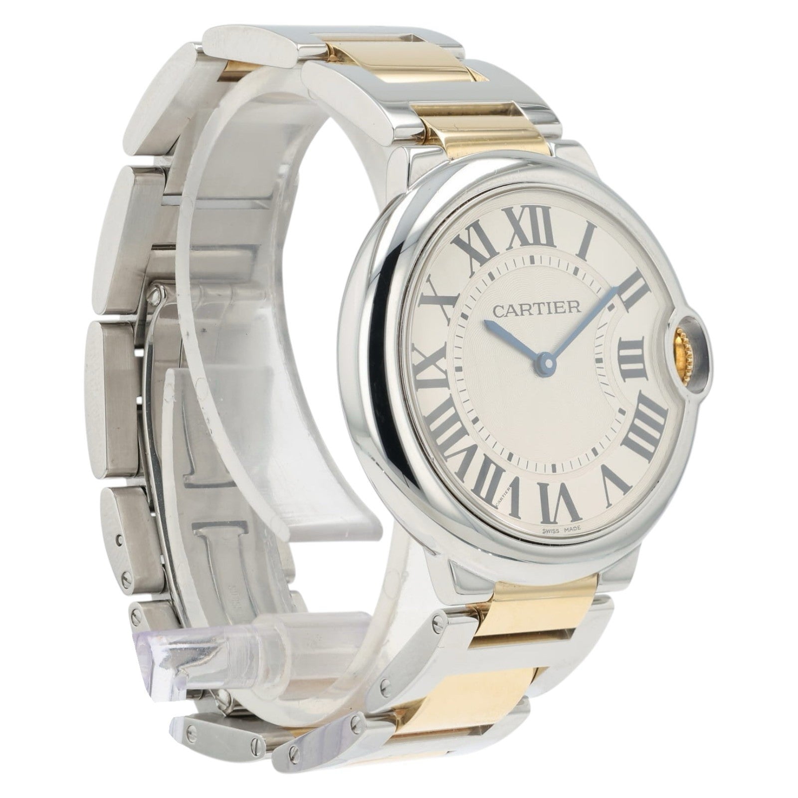 Cartier Ballon Bleu Silver Dial Gold & Steel 36mm Quartz Unisex Watch W69008Z3