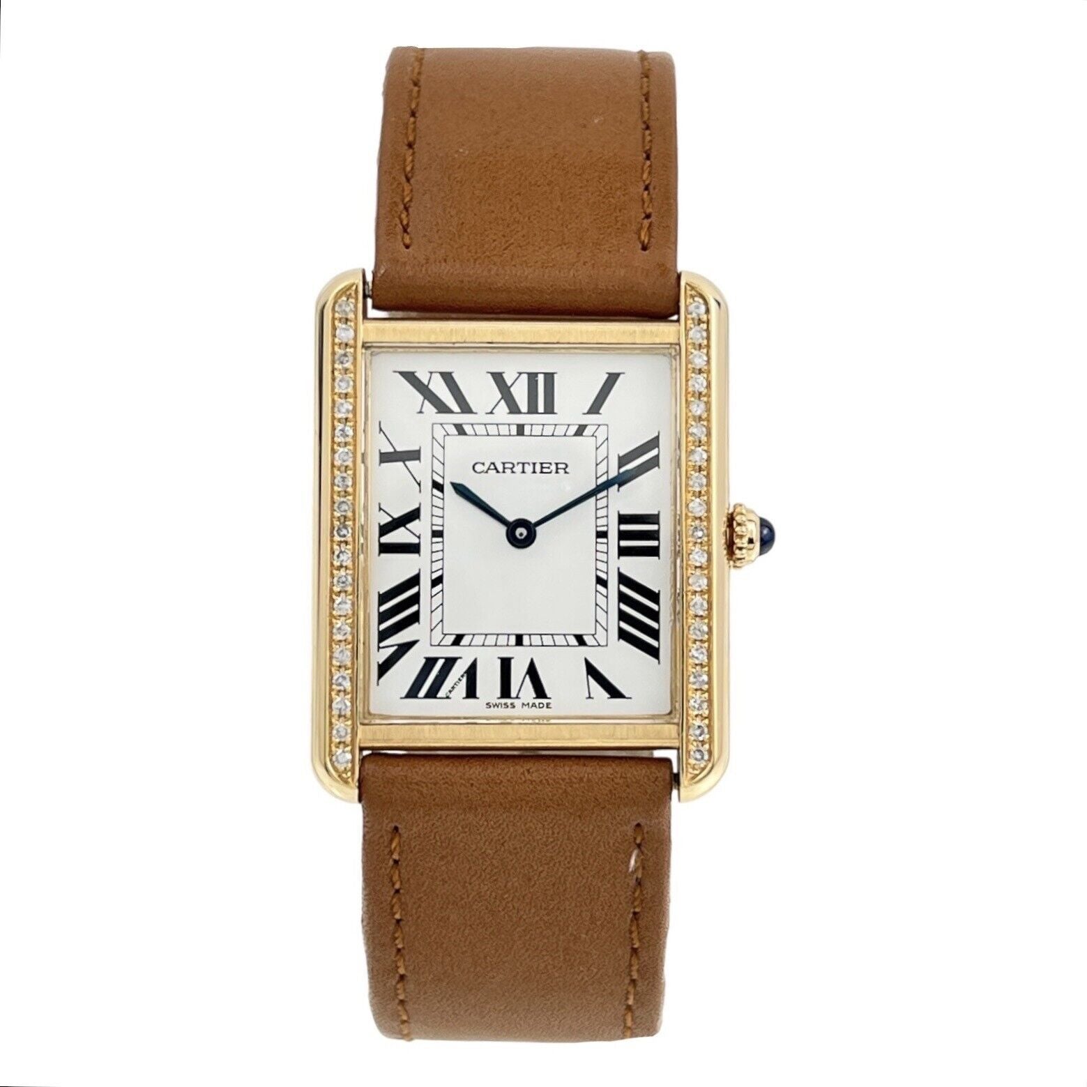 Cartier Tank Solo 18k Gold 3167 27.5mm Quartz Movement Unisex Watch Diamond