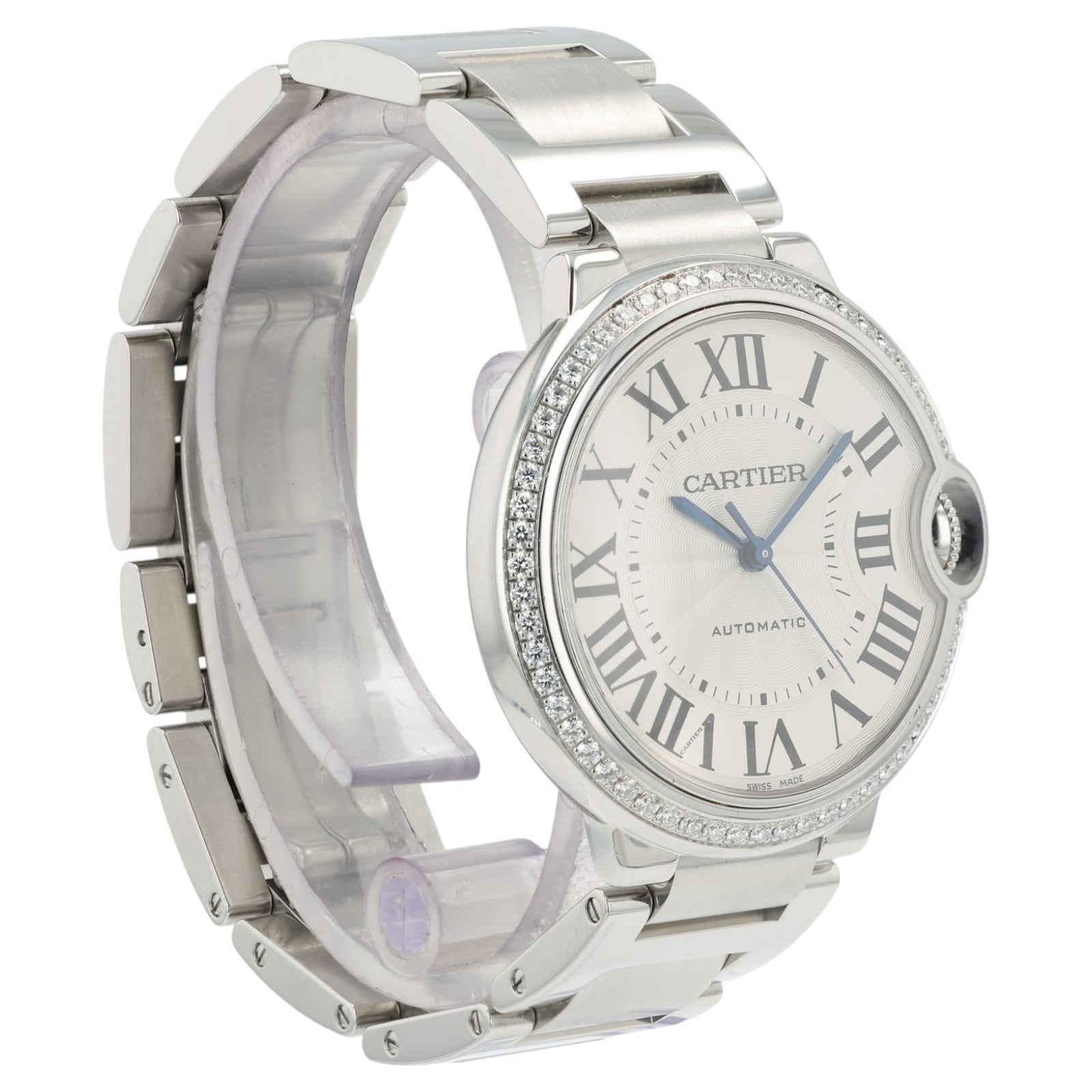 Cartier Ballon Bleu Diamonds Stainless Steel 36mm Auto Unisex Watch W4BB0017