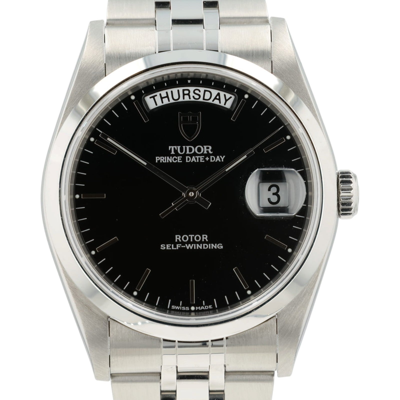Tudor Prince Date-Day Black Dial Stainless Steel 36mm Automatic Mens Watch 76200