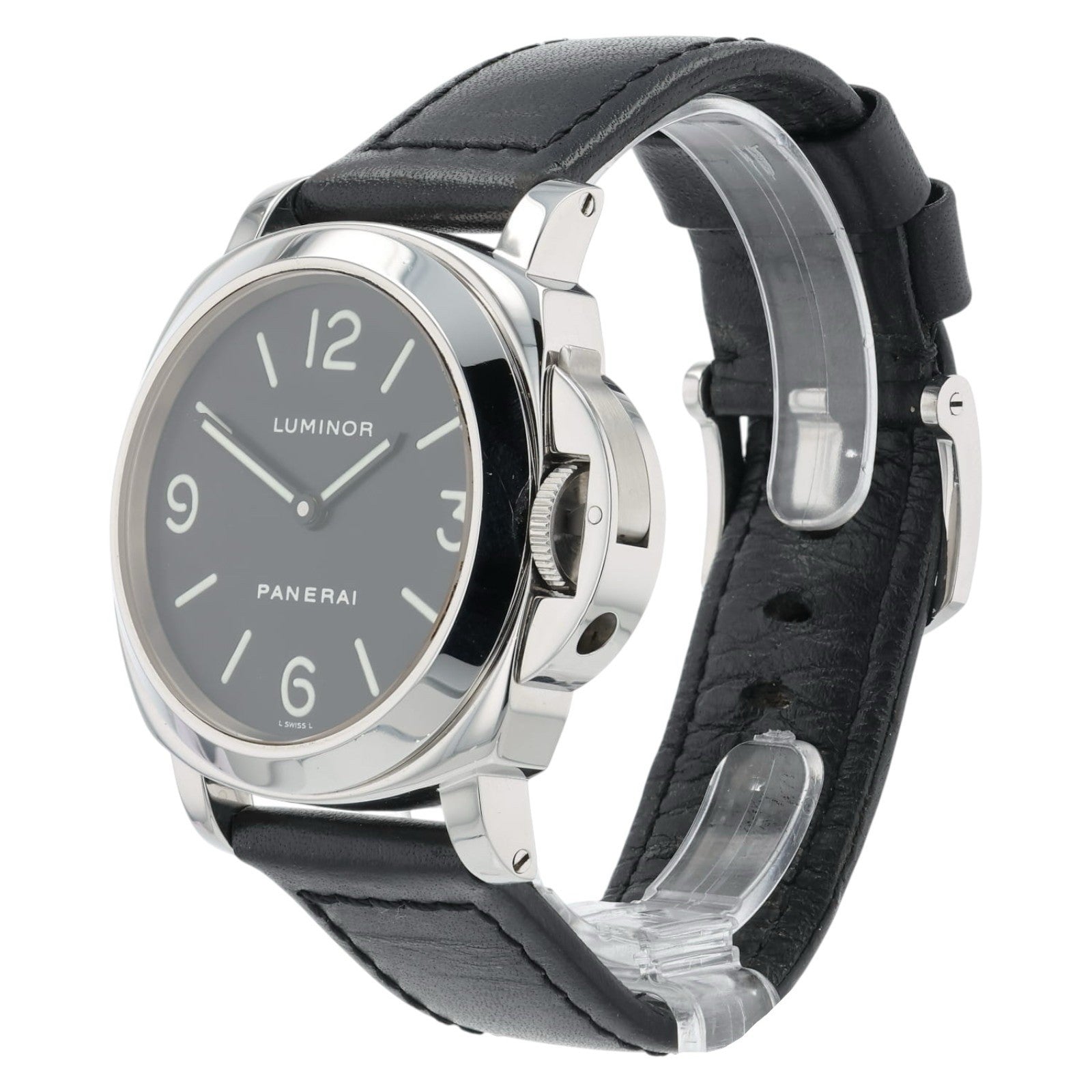 Panerai Luminor Black Dial Stainless Steel 44mm Manual Wind Mens Watch PAM0002