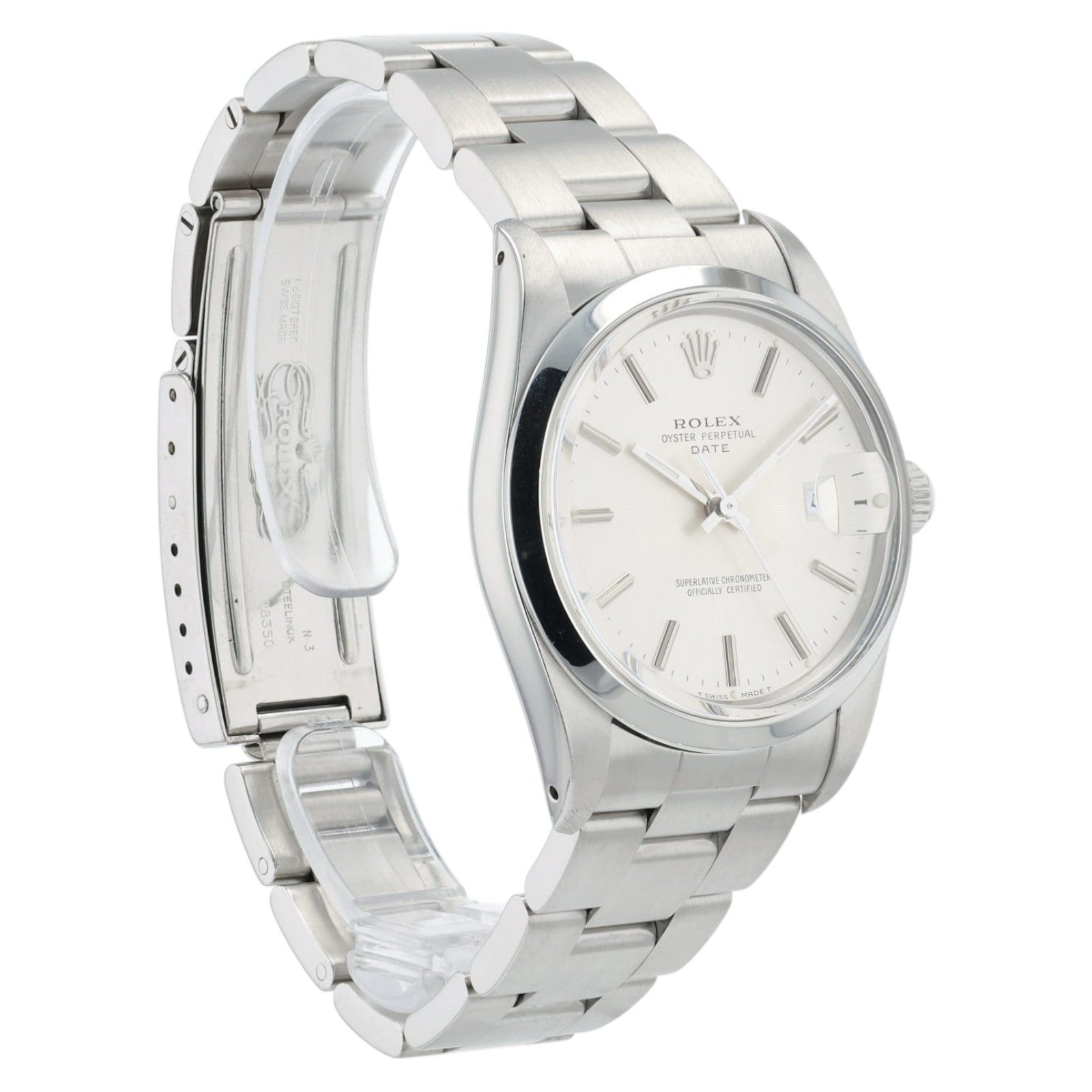 Rolex Date Silver Dial Stainless Steel 34mm Automatic Movement Men’s Watch 15000